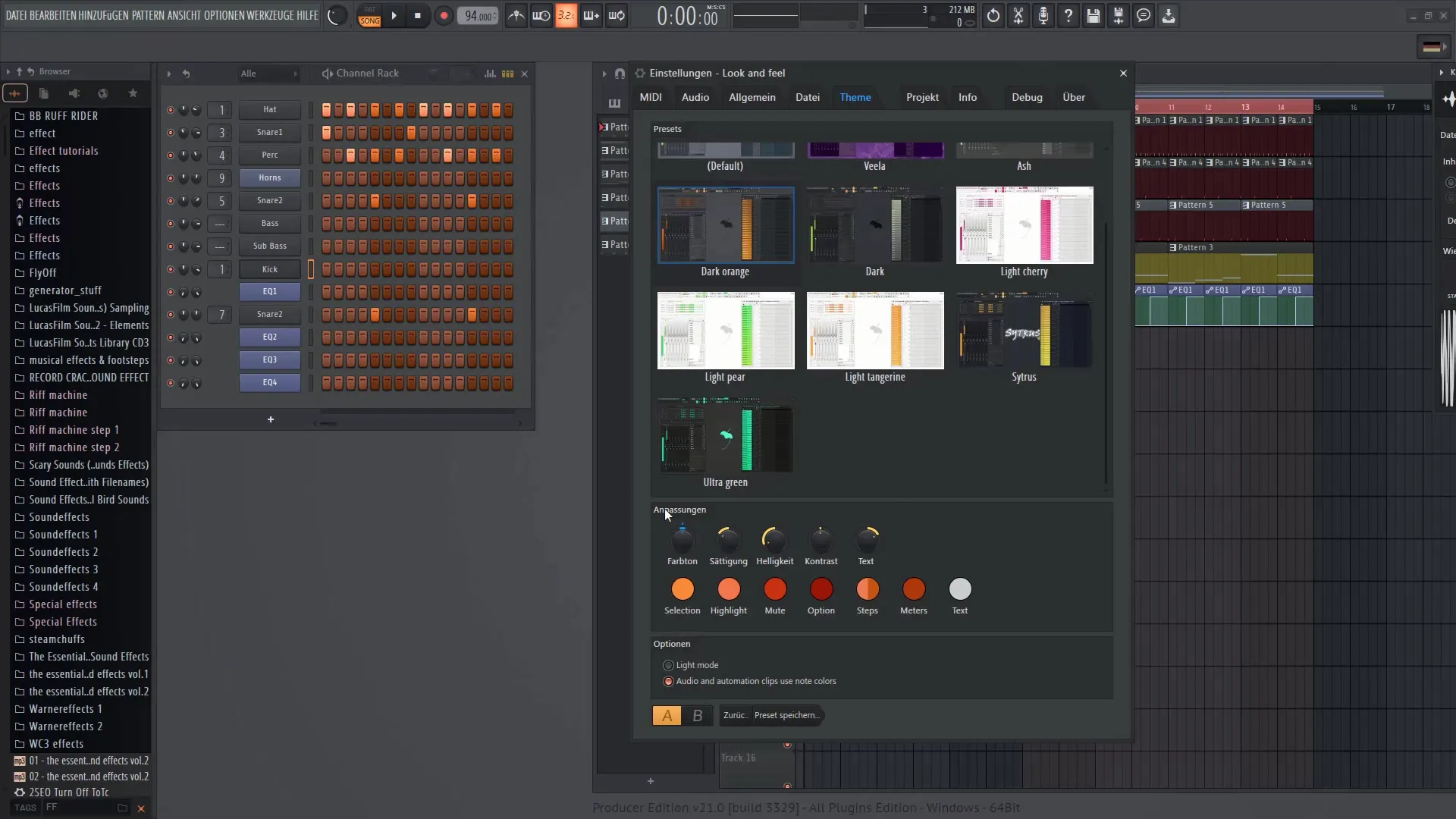 FL Studio 21: 맞춤형 디자인을 위한 새로운 사용자 인터페이스 테마 사용