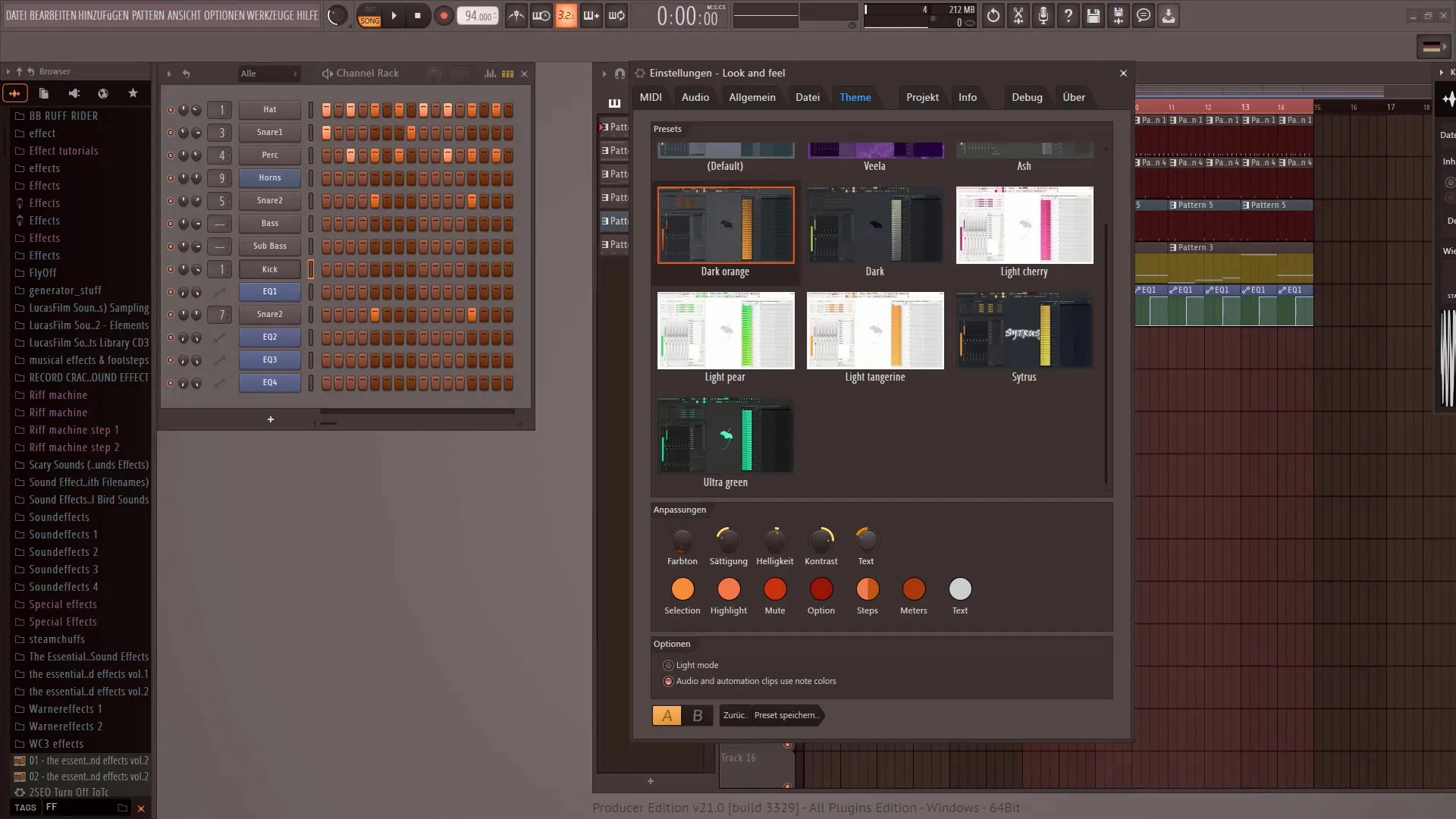 FL Studio 21: 맞춤형 디자인을 위한 새로운 사용자 인터페이스 테마 사용