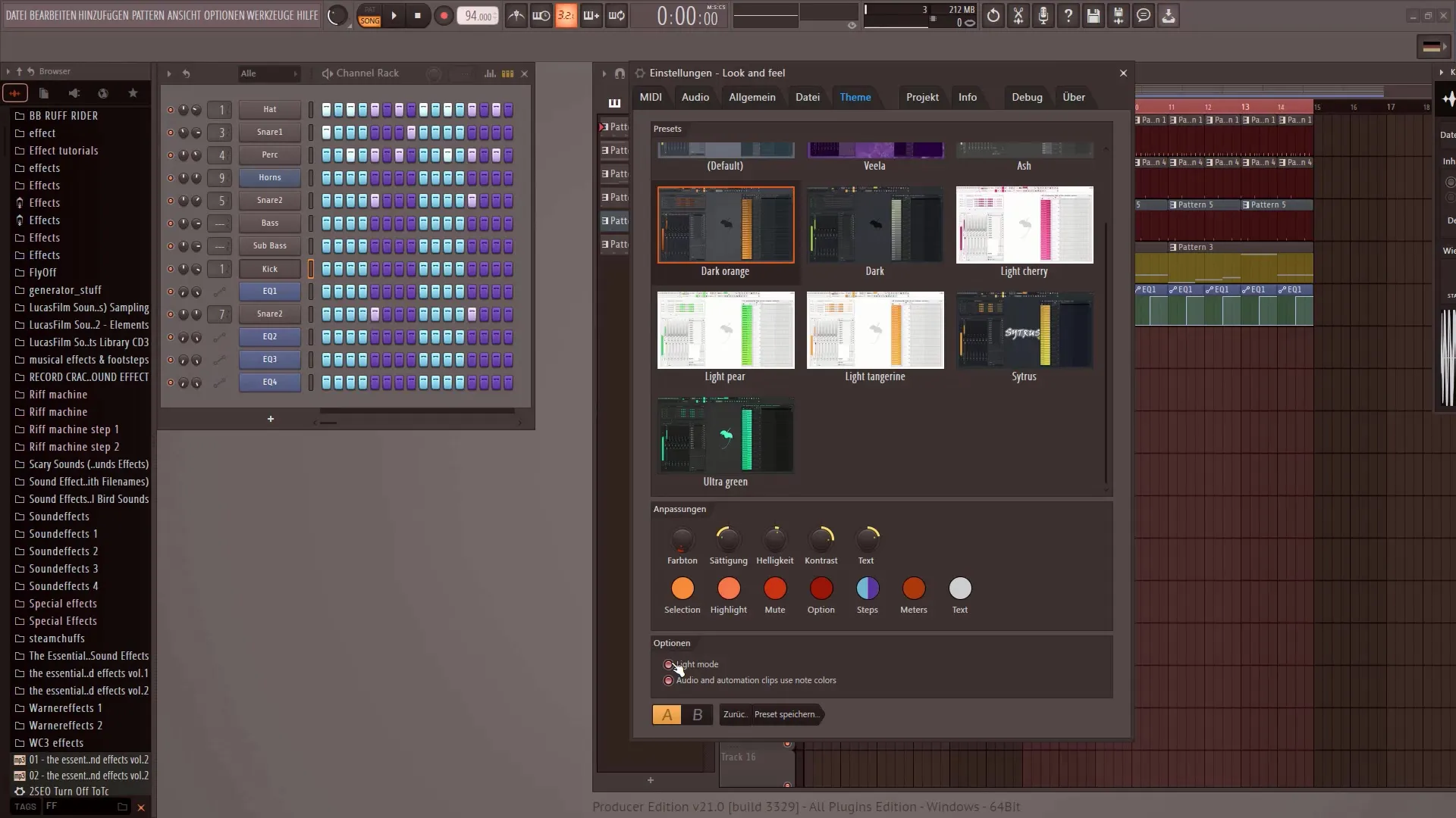 FL Studio 21: 맞춤형 디자인을 위한 새로운 사용자 인터페이스 테마 사용