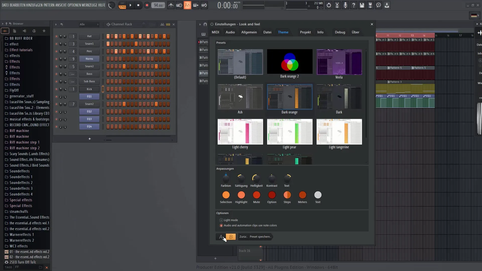 FL Studio 21: 맞춤형 디자인을 위한 새로운 사용자 인터페이스 테마 사용