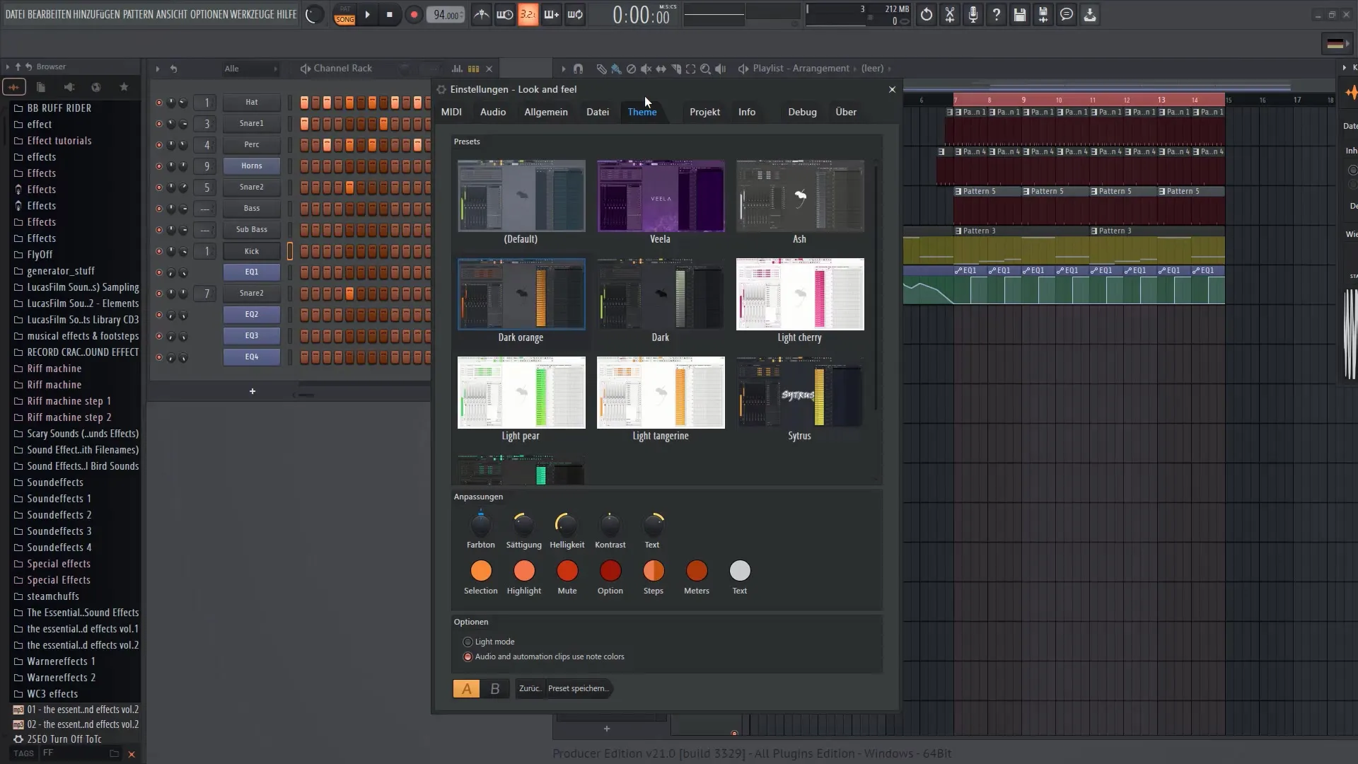 FL Studio 21: 맞춤형 디자인을 위한 새로운 사용자 인터페이스 테마 사용