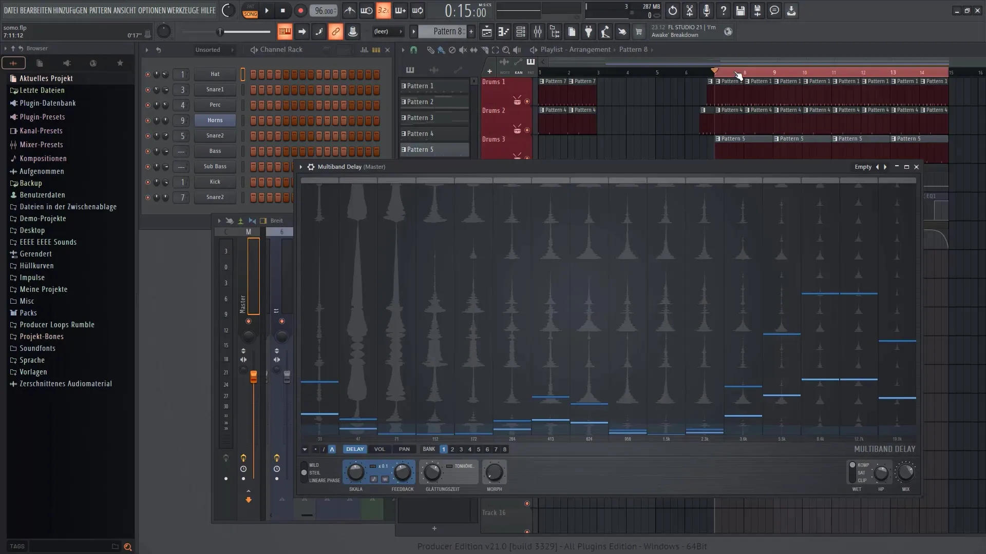 FL Studio 21에서 멀티밴드 딜레이를 사용하는 방법