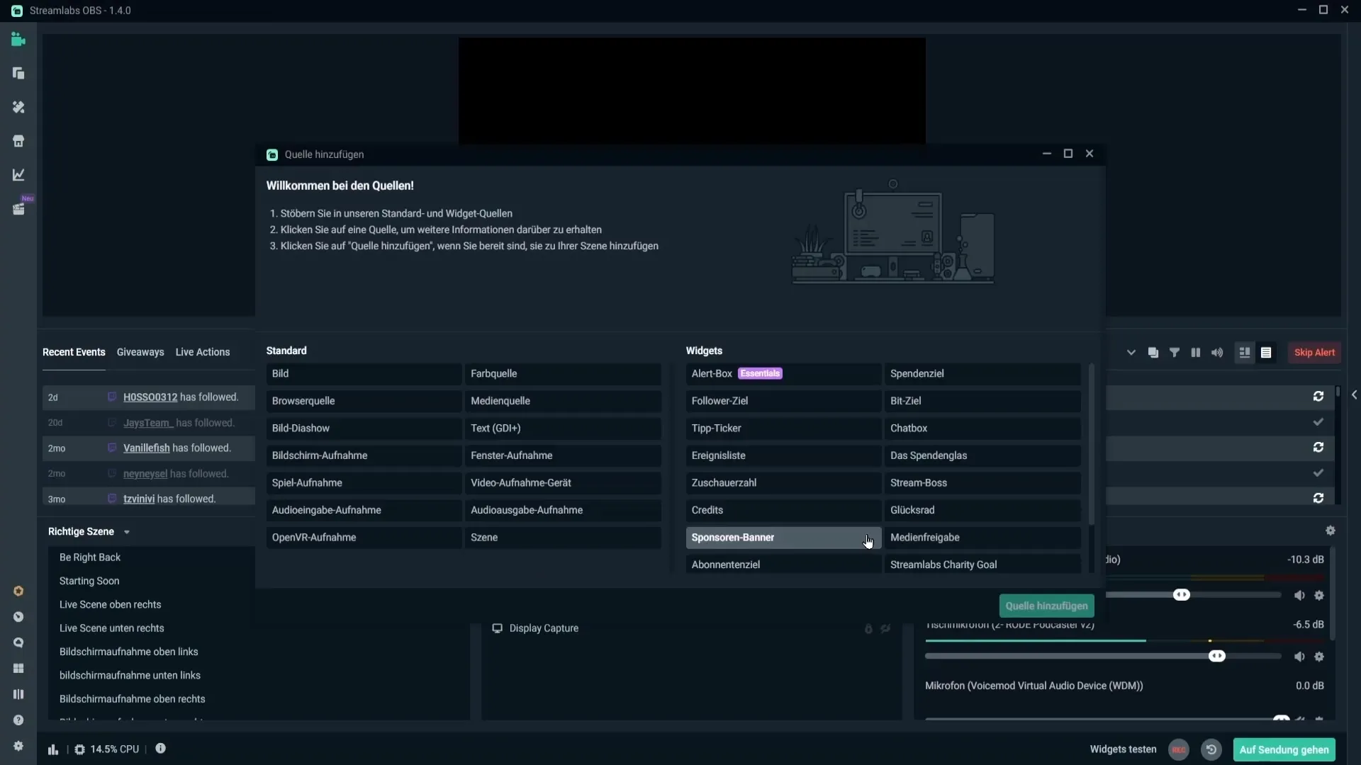 Insertar banners de patrocinadores de manera efectiva en Streamlabs OBS