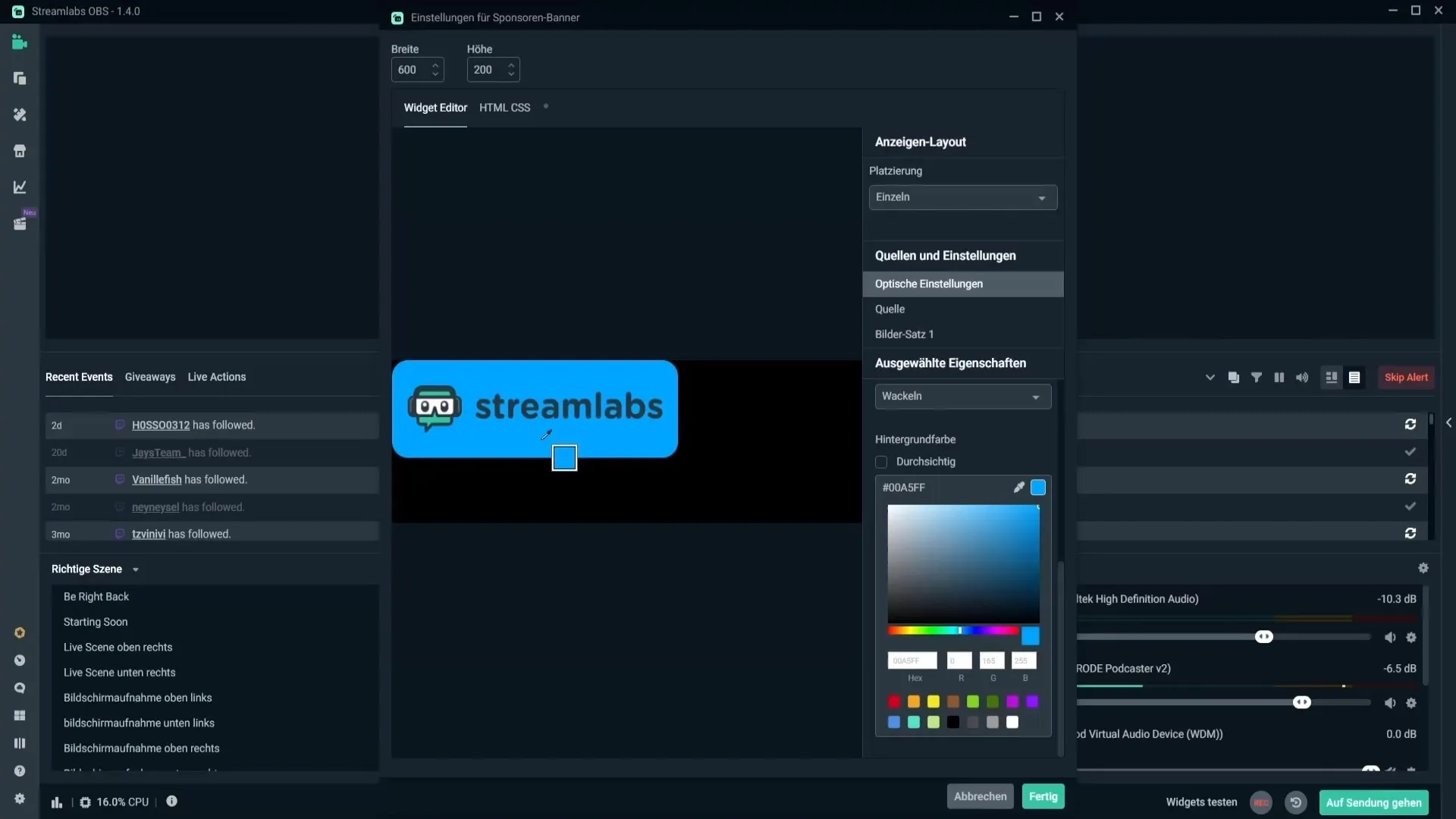 Insertar banners de patrocinadores de manera efectiva en Streamlabs OBS