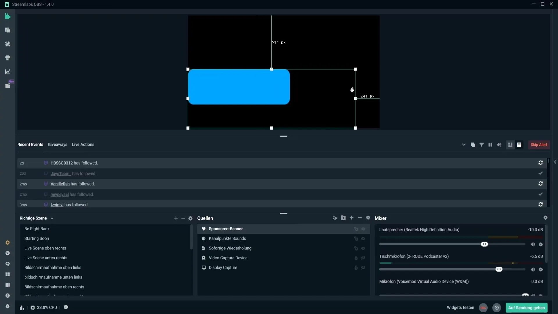Insertar banners de patrocinadores de manera efectiva en Streamlabs OBS