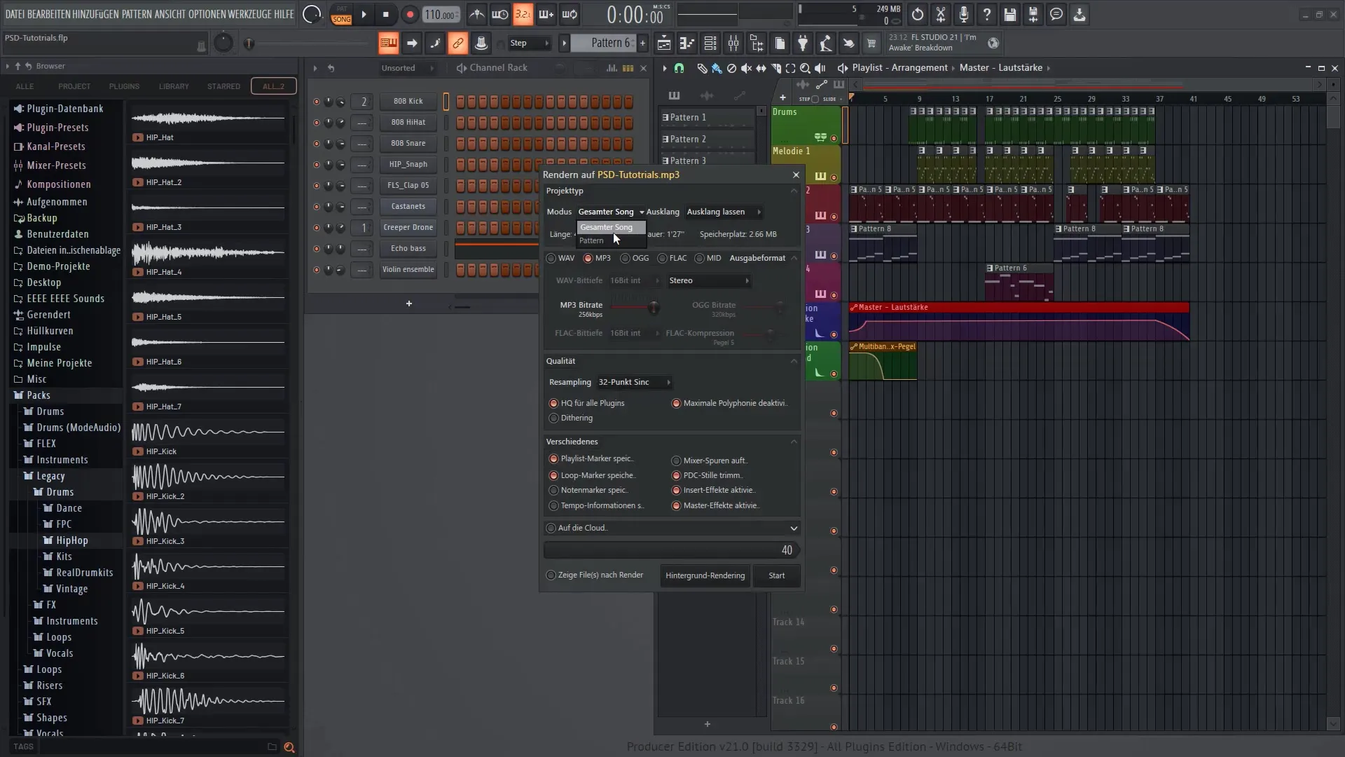 FL Studio 21: 프로젝트 내보내기 및 구조화하기