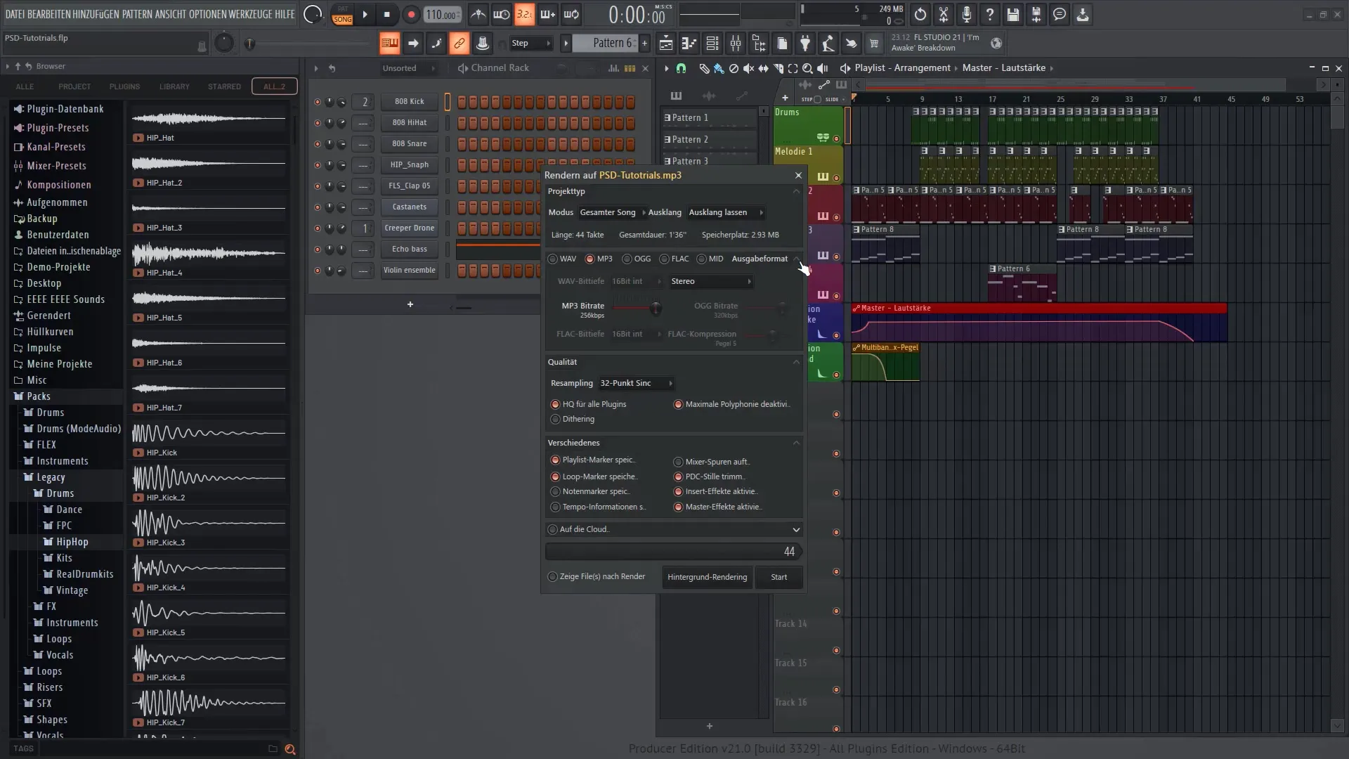 FL Studio 21: 프로젝트 내보내기 및 구조화하기