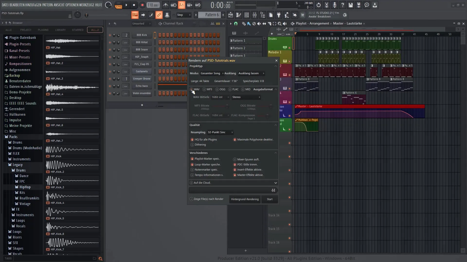 FL Studio 21: 프로젝트 내보내기 및 구조화하기