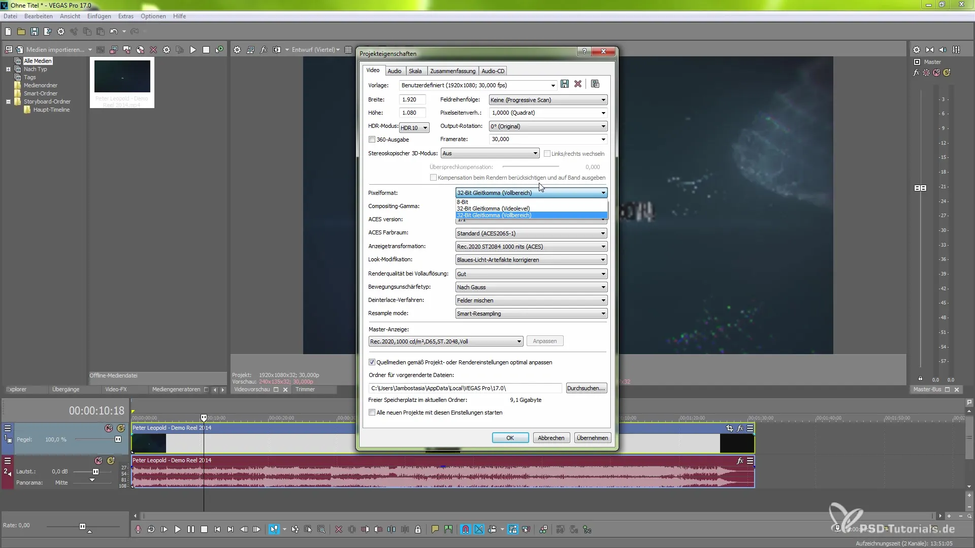 HDR- und HLG-Optionen in VEGAS Pro 17 effektiv nutzen