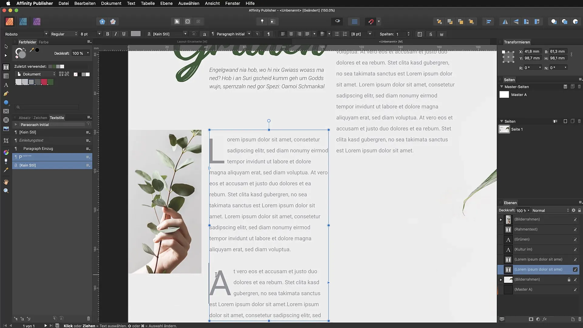 Absatzstile und Initialen effektiv nutzen in Affinity Publisher