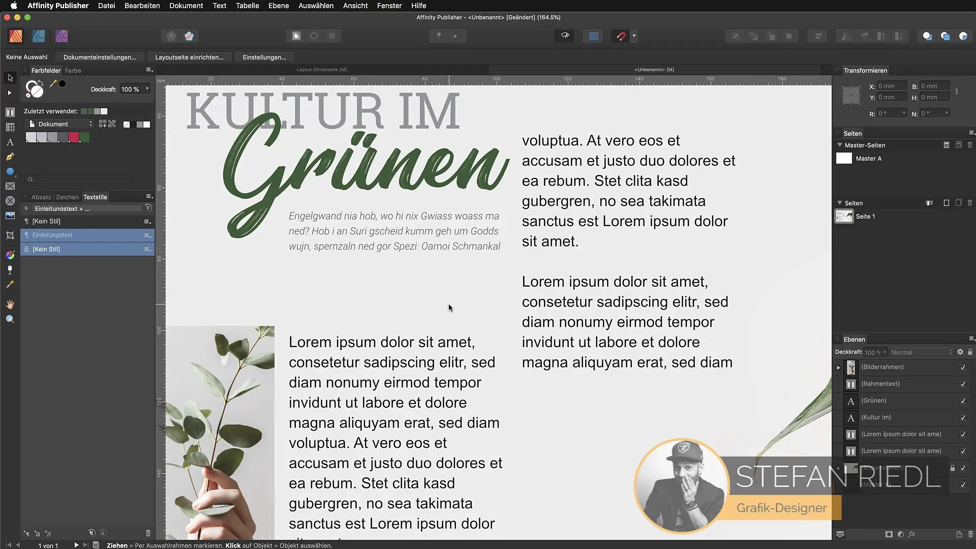 Absatzstile und Initialen effektiv nutzen in Affinity Publisher