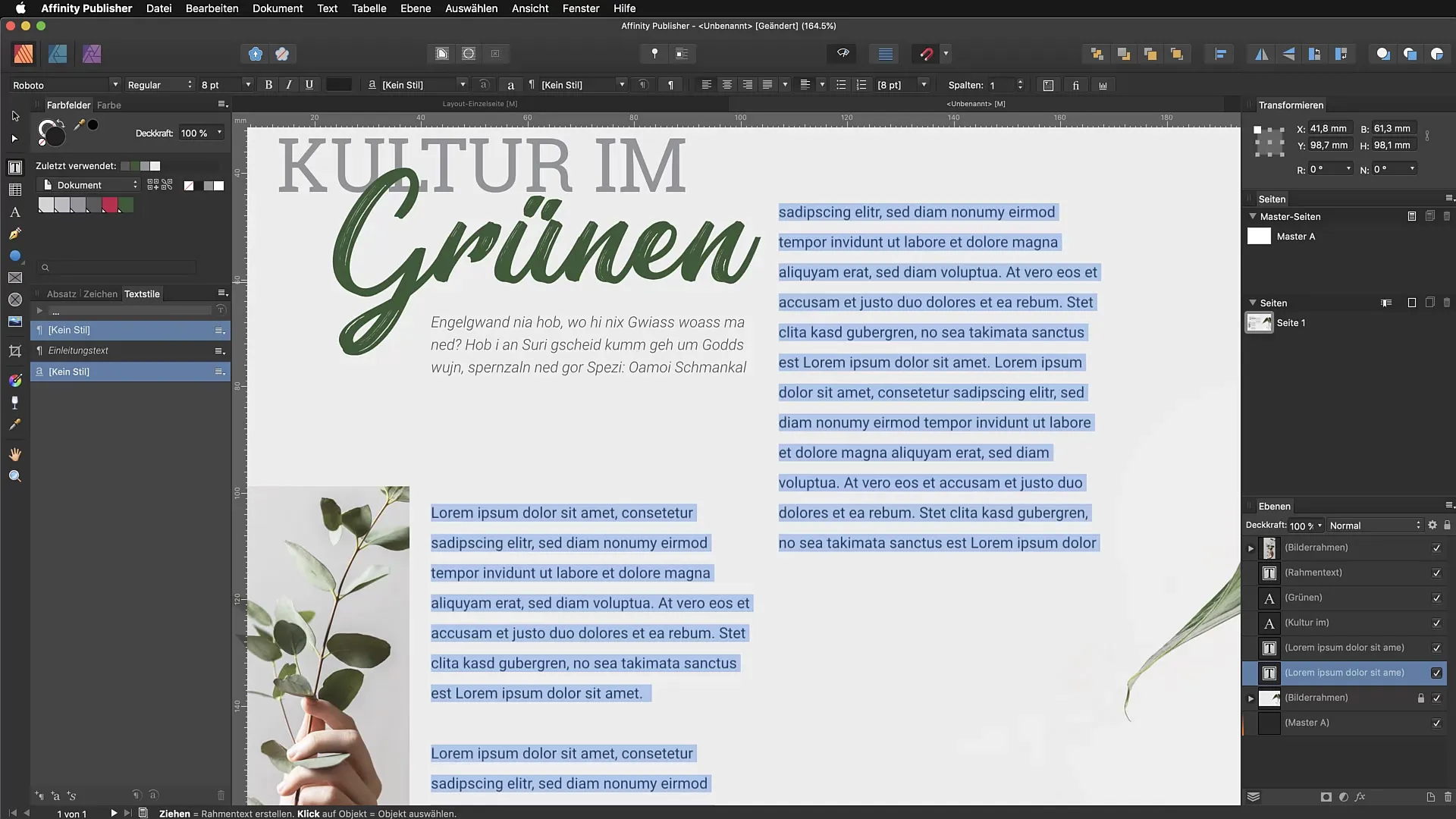 Absatzstile und Initialen effektiv nutzen in Affinity Publisher