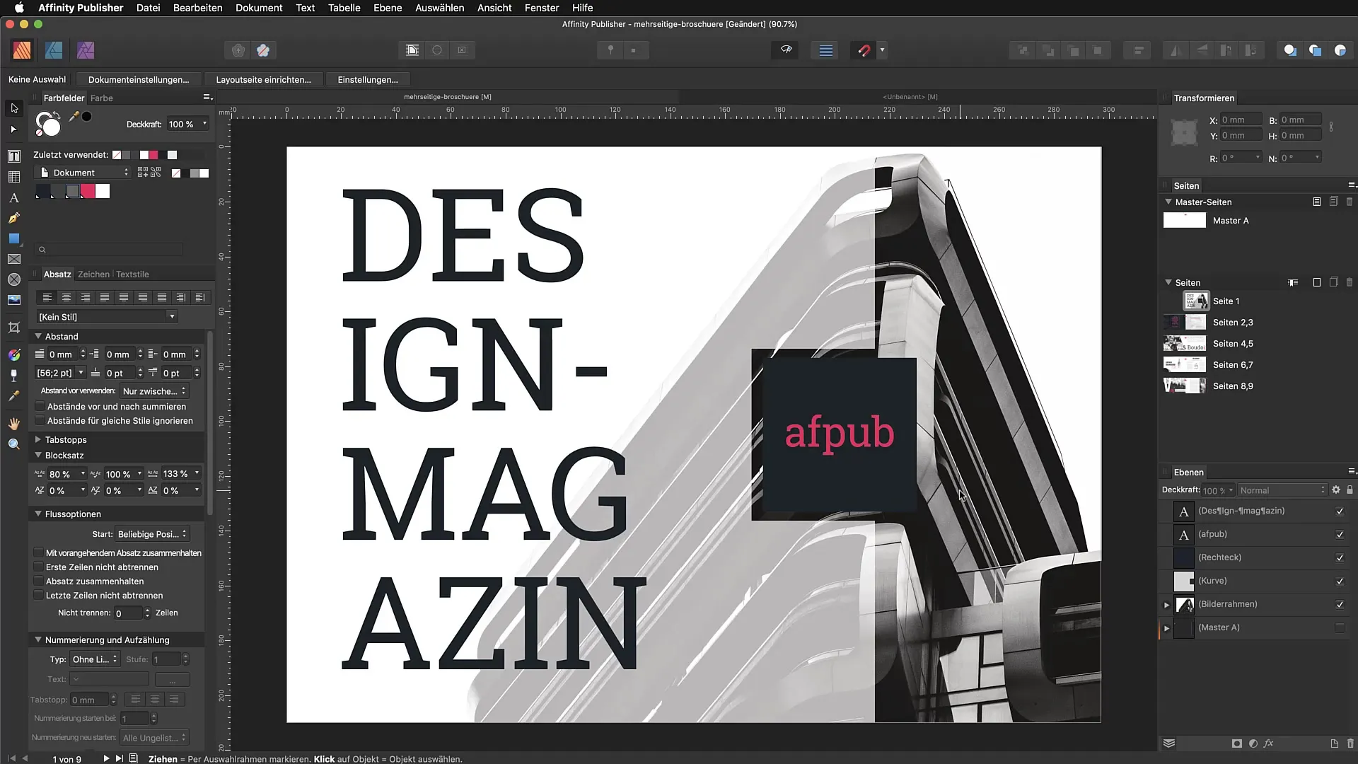 Sektionsassistent in Affinity Publisher: Strukturiere deine Dokumente effektiv
