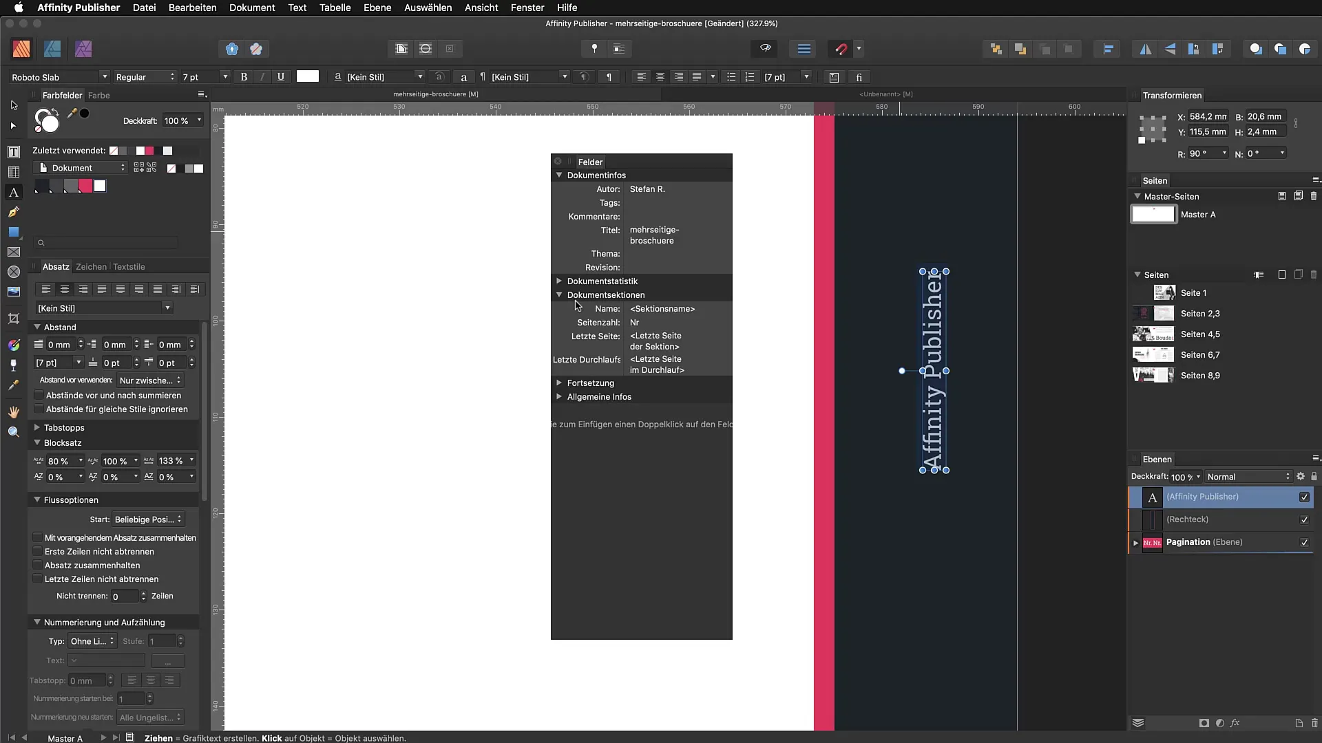 Sektionsassistent in Affinity Publisher: Strukturiere deine Dokumente effektiv