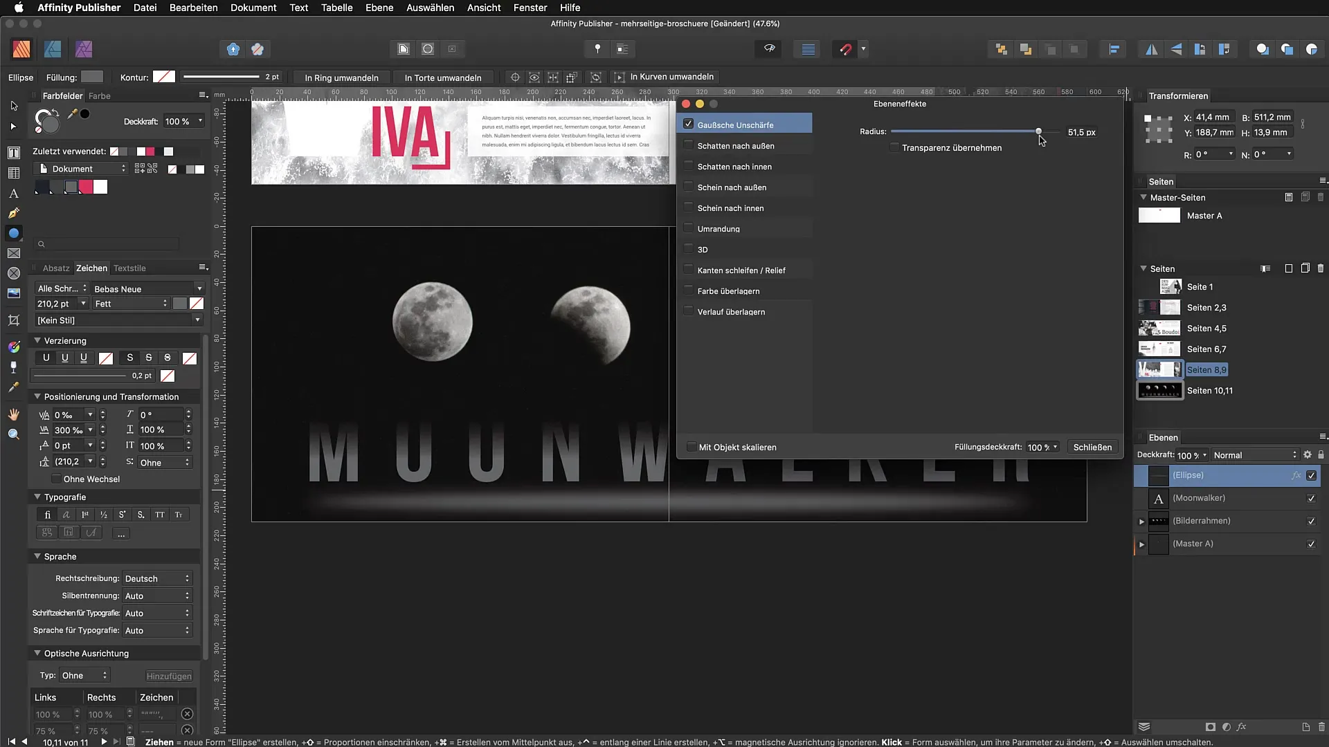 Transparenzwerkzeug in Affinity Publisher nutzen