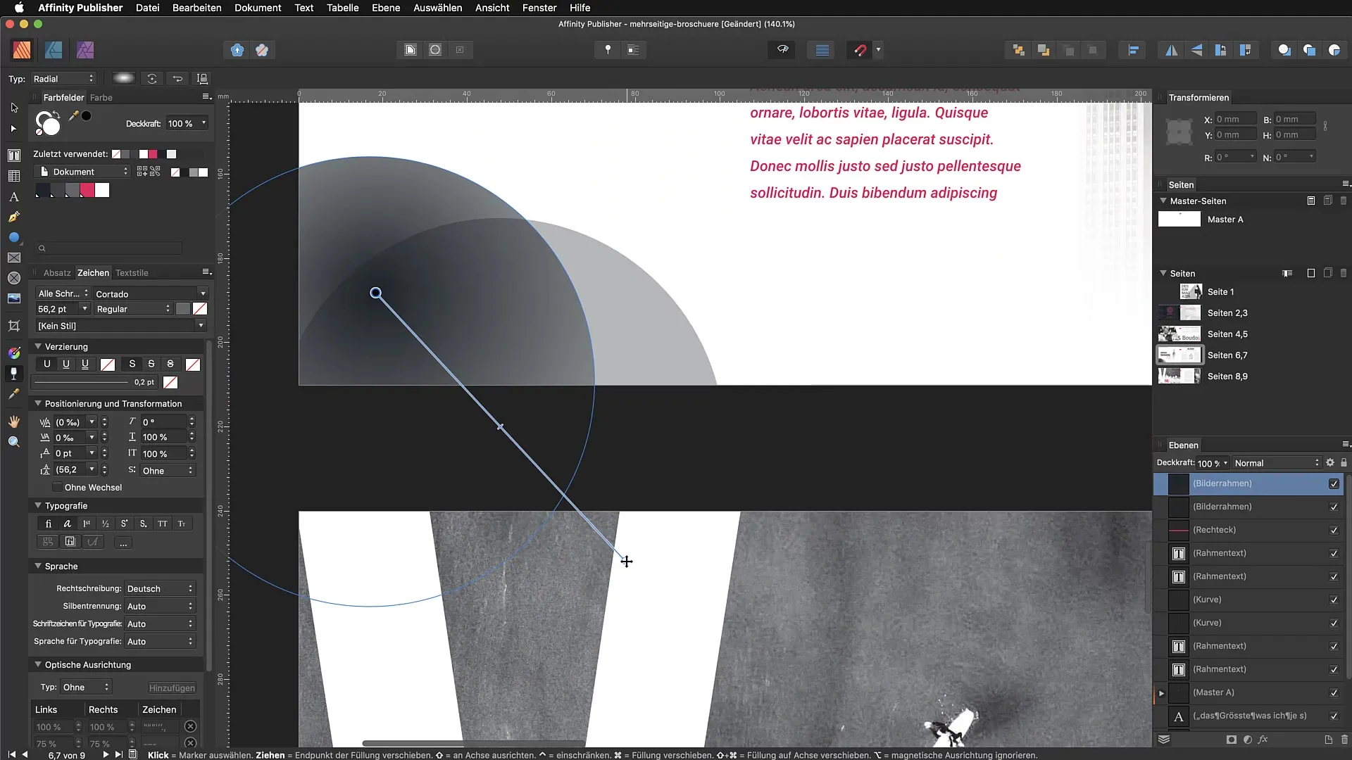 Transparenzwerkzeug in Affinity Publisher nutzen