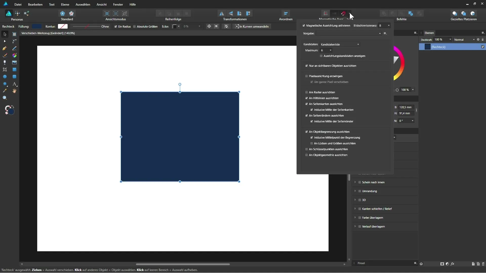 Effektiver Einsatz des Verschieben-Werkzeugs in Affinity Designer