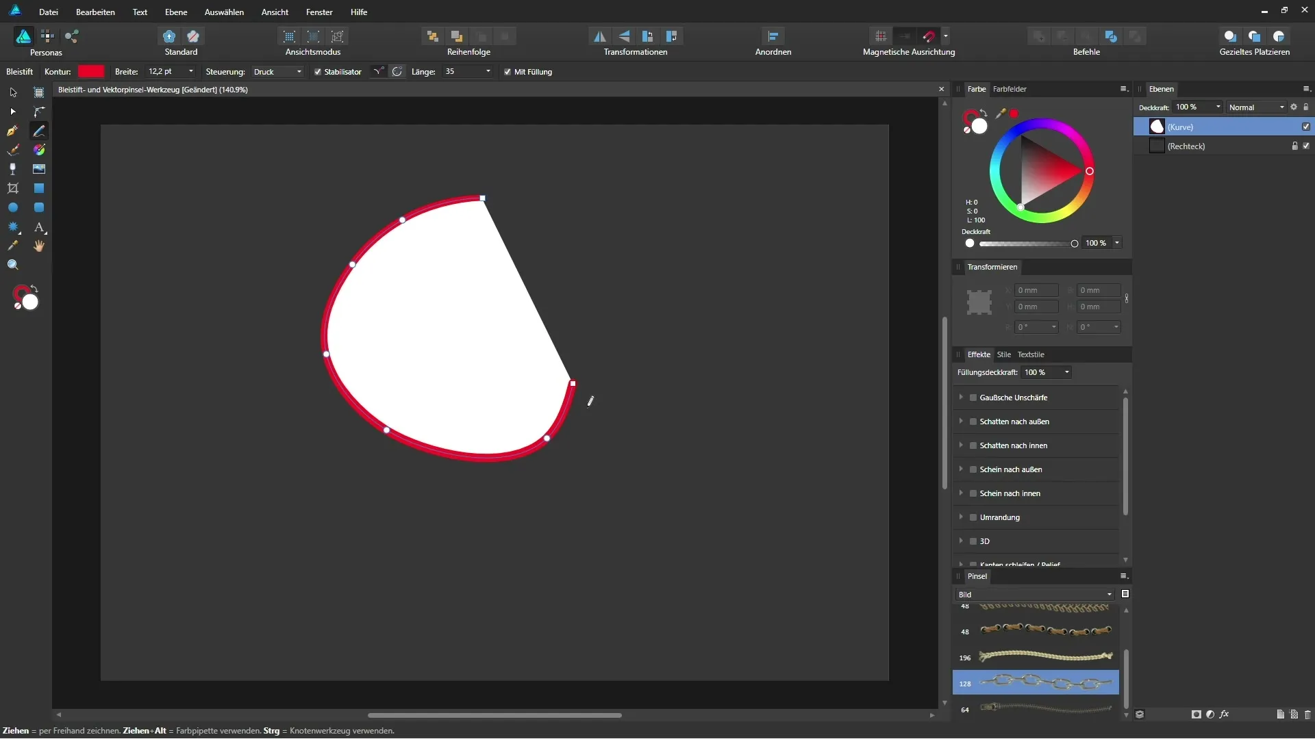 Affinity Designer: Bleistift-Werkzeug und Vektor-Pinsel anwenden