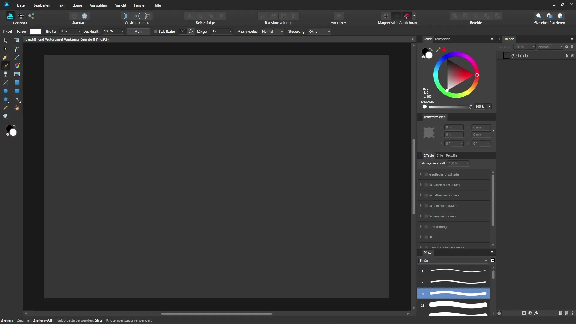 Affinity Designer: Bleistift-Werkzeug und Vektor-Pinsel anwenden