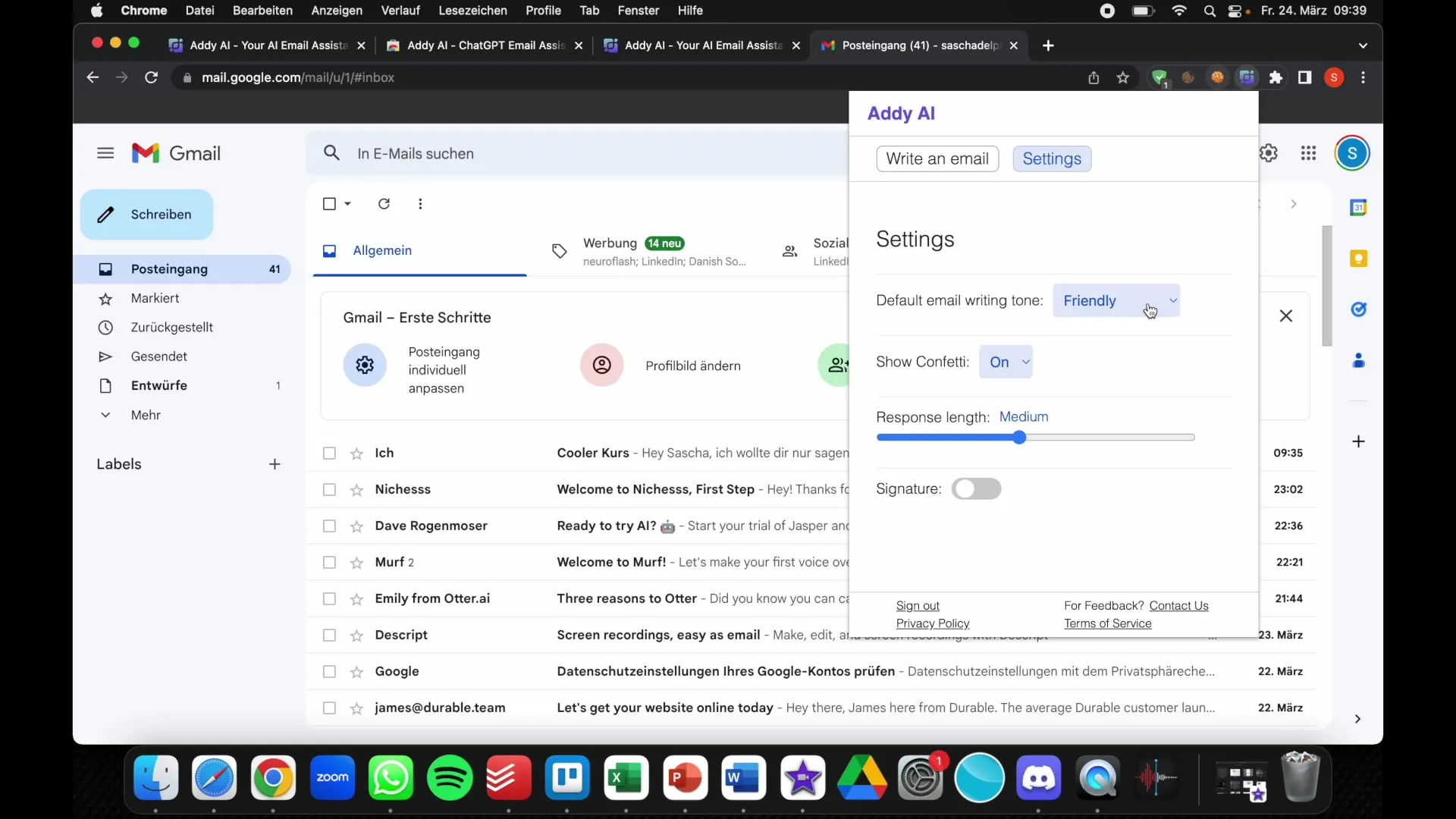 Processe e-mails de forma mais eficiente com o Addy - o seu assistente de e-mail com suporte de IA