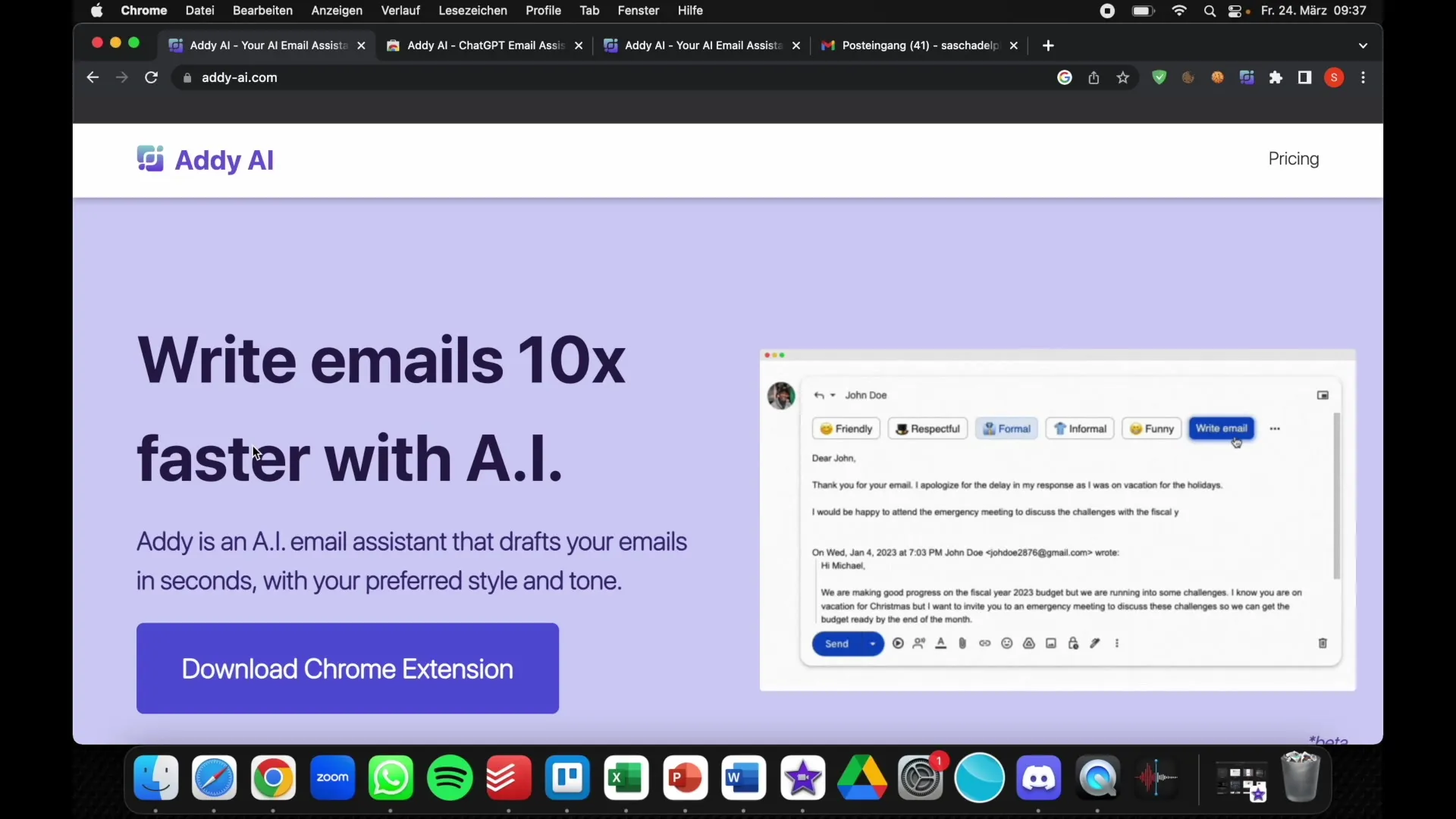 Processe e-mails de forma mais eficiente com o Addy - o seu assistente de e-mail com suporte de IA