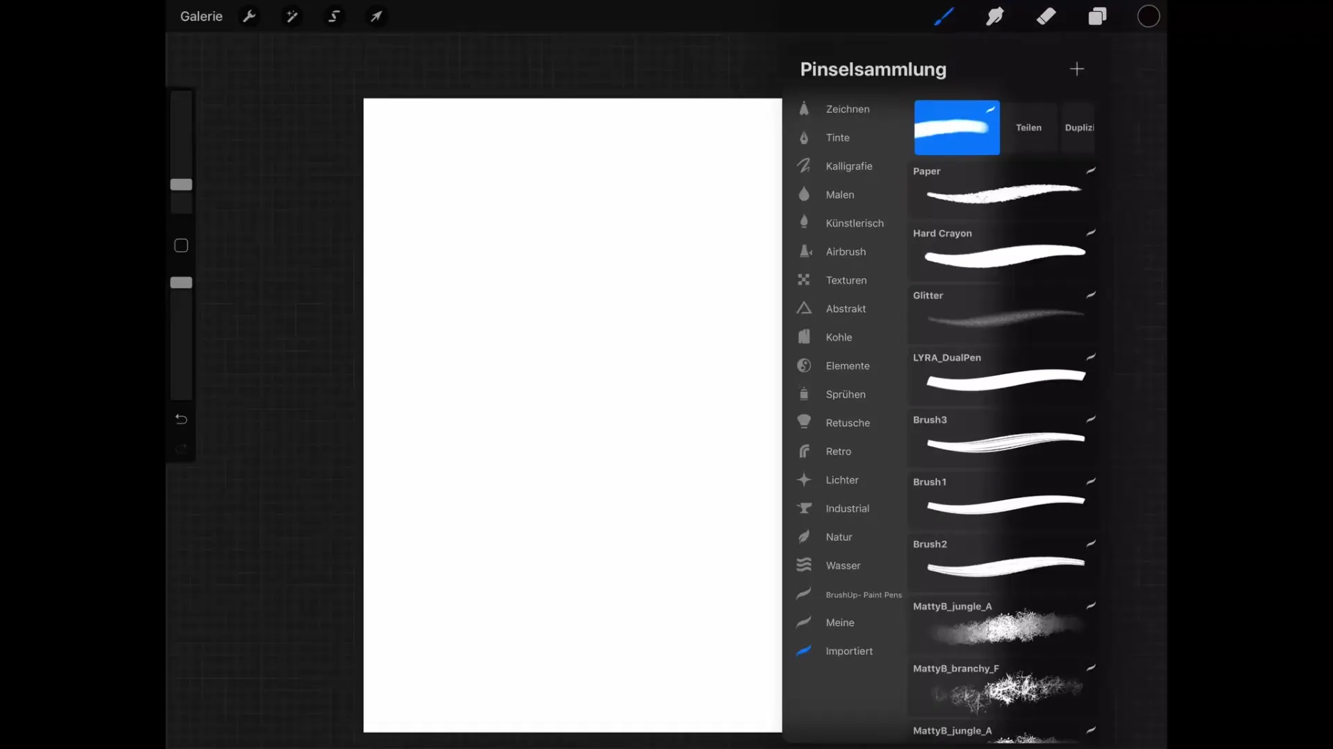 Pinsel effektiv exportieren und importieren in Procreate
