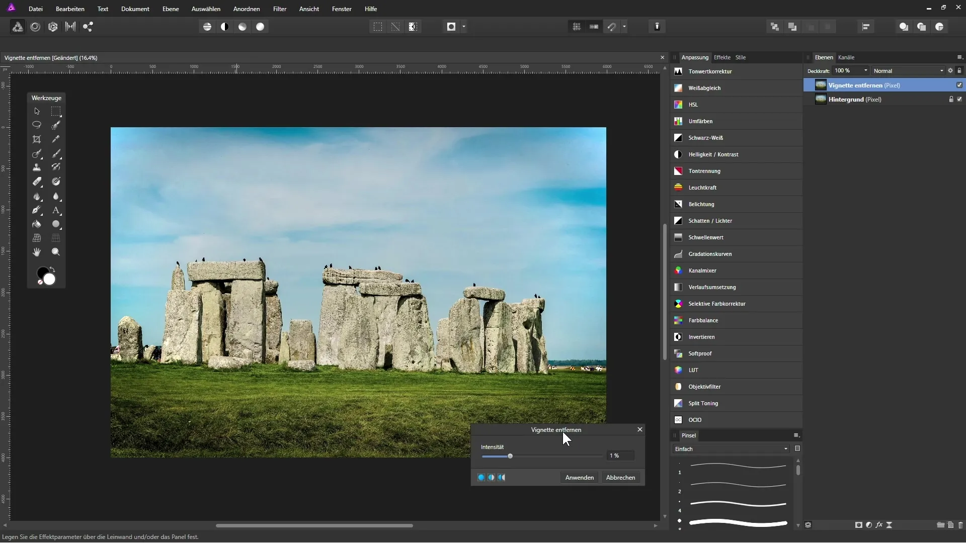 Vignette entfernen in Affinity Photo - Schritt für Schritt Vignette entfernen in Affinity Photo - Schritt für Schritt