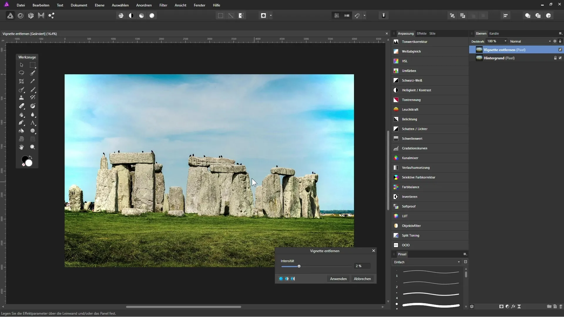 Vignette entfernen in Affinity Photo - Schritt für Schritt Vignette entfernen in Affinity Photo - Schritt für Schritt