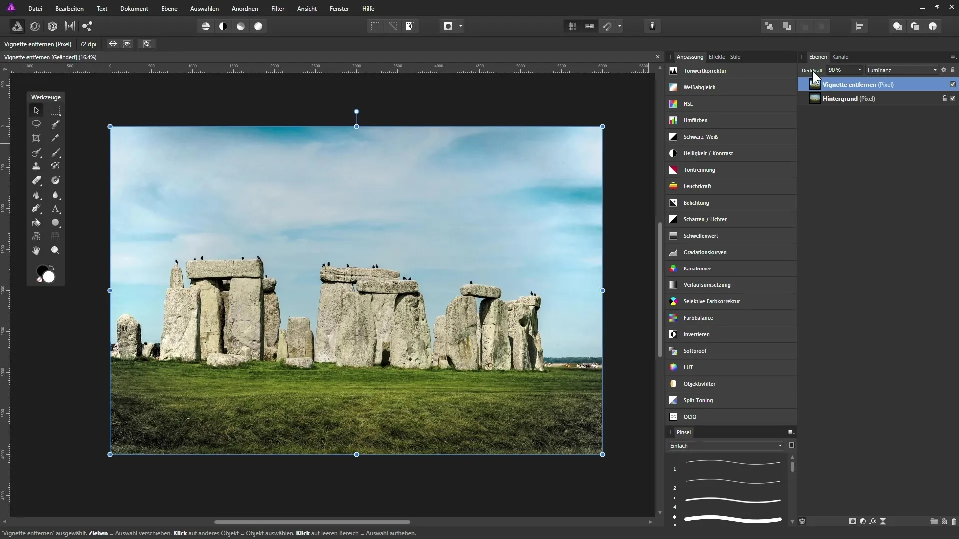 Vignette entfernen in Affinity Photo - Schritt für Schritt Vignette entfernen in Affinity Photo - Schritt für Schritt