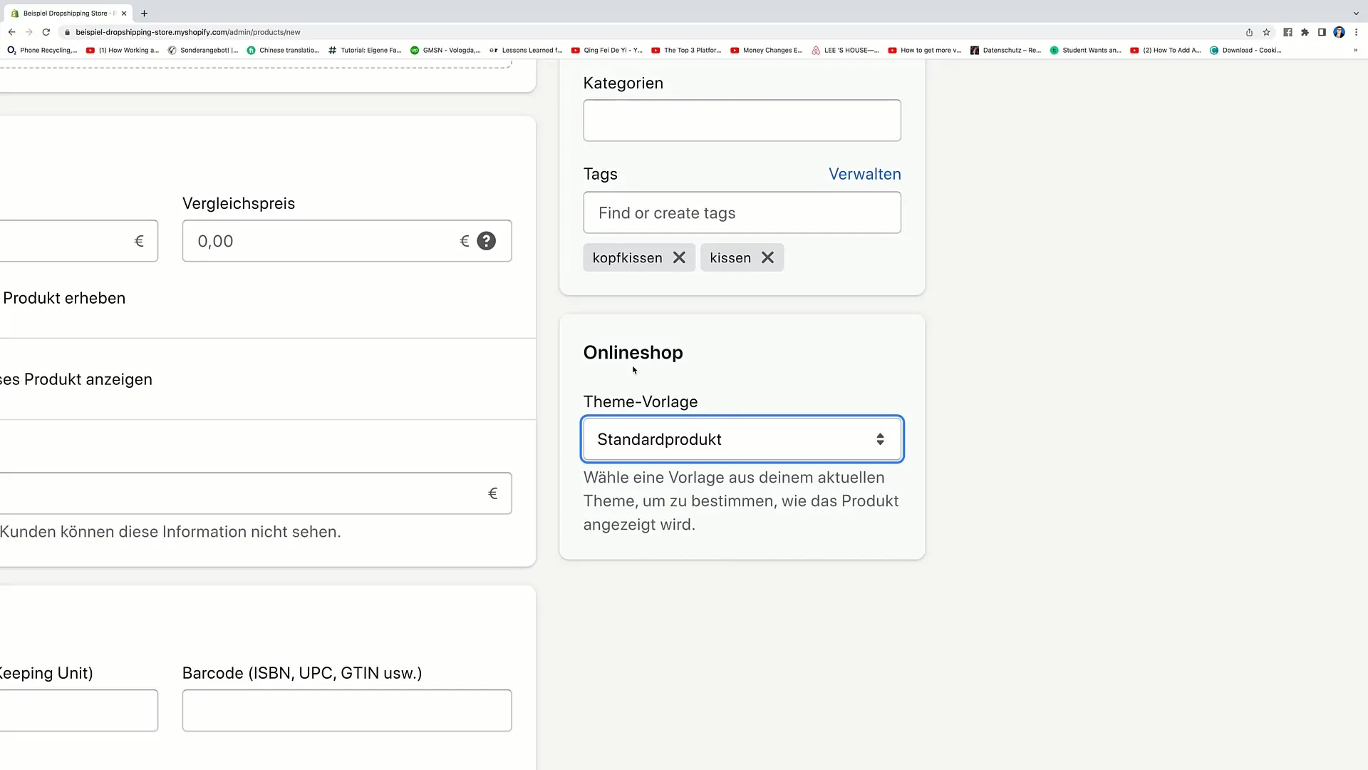 Shopify-productinstellingen efficiënt bewerken