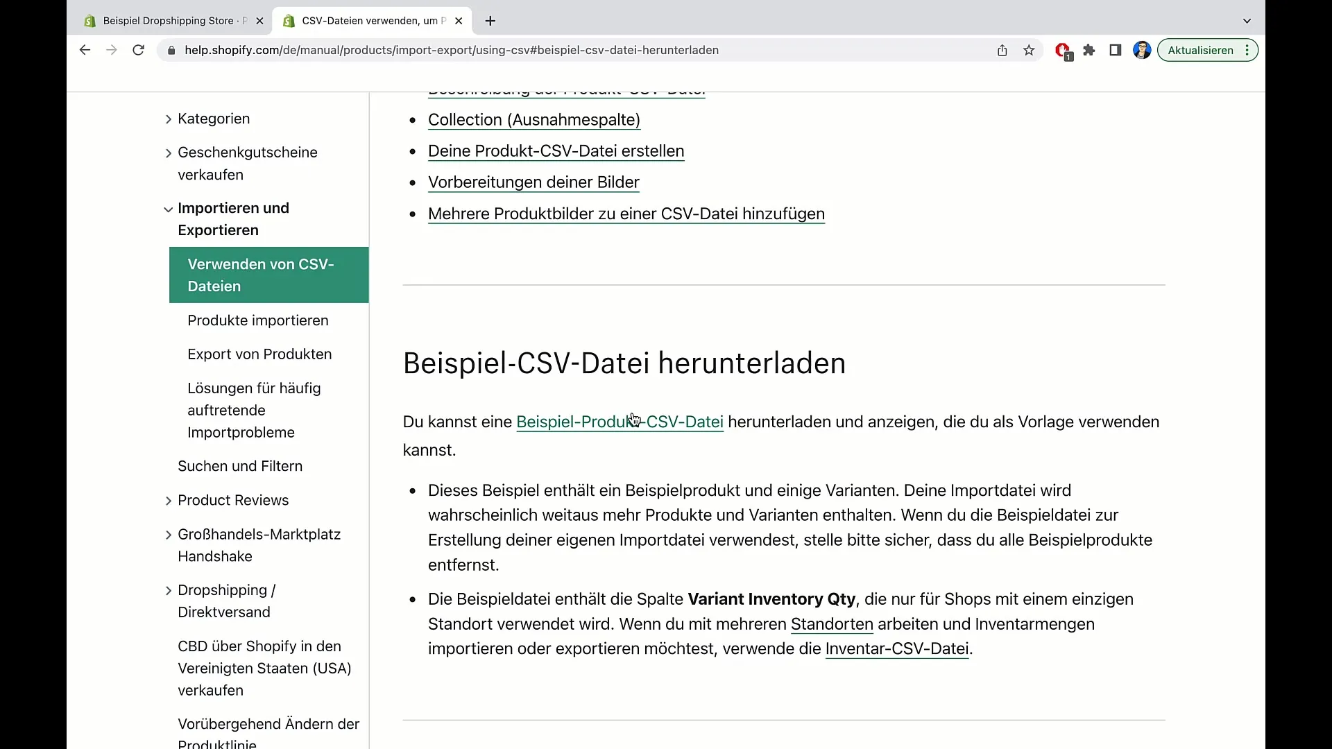 Instructions for importing products into Shopify via CSV file Instructions for importing products into Shopify via CSV file