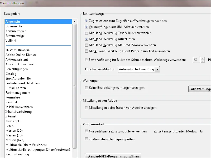Pengaturan default dari Acrobat. Pengaturan awal dari Acrobat