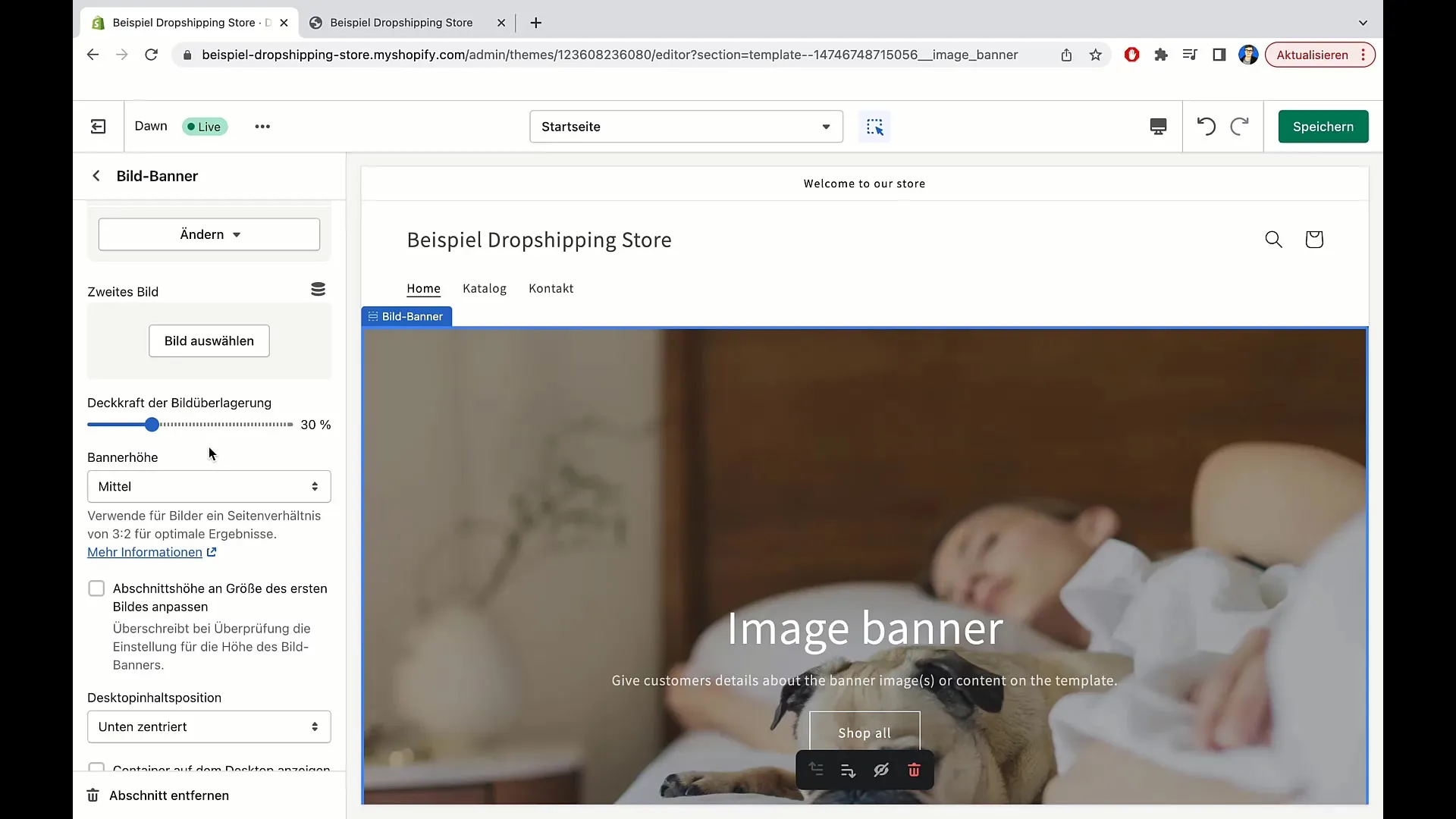Ändra bannerbild i Shopify - handledning för nybörjare