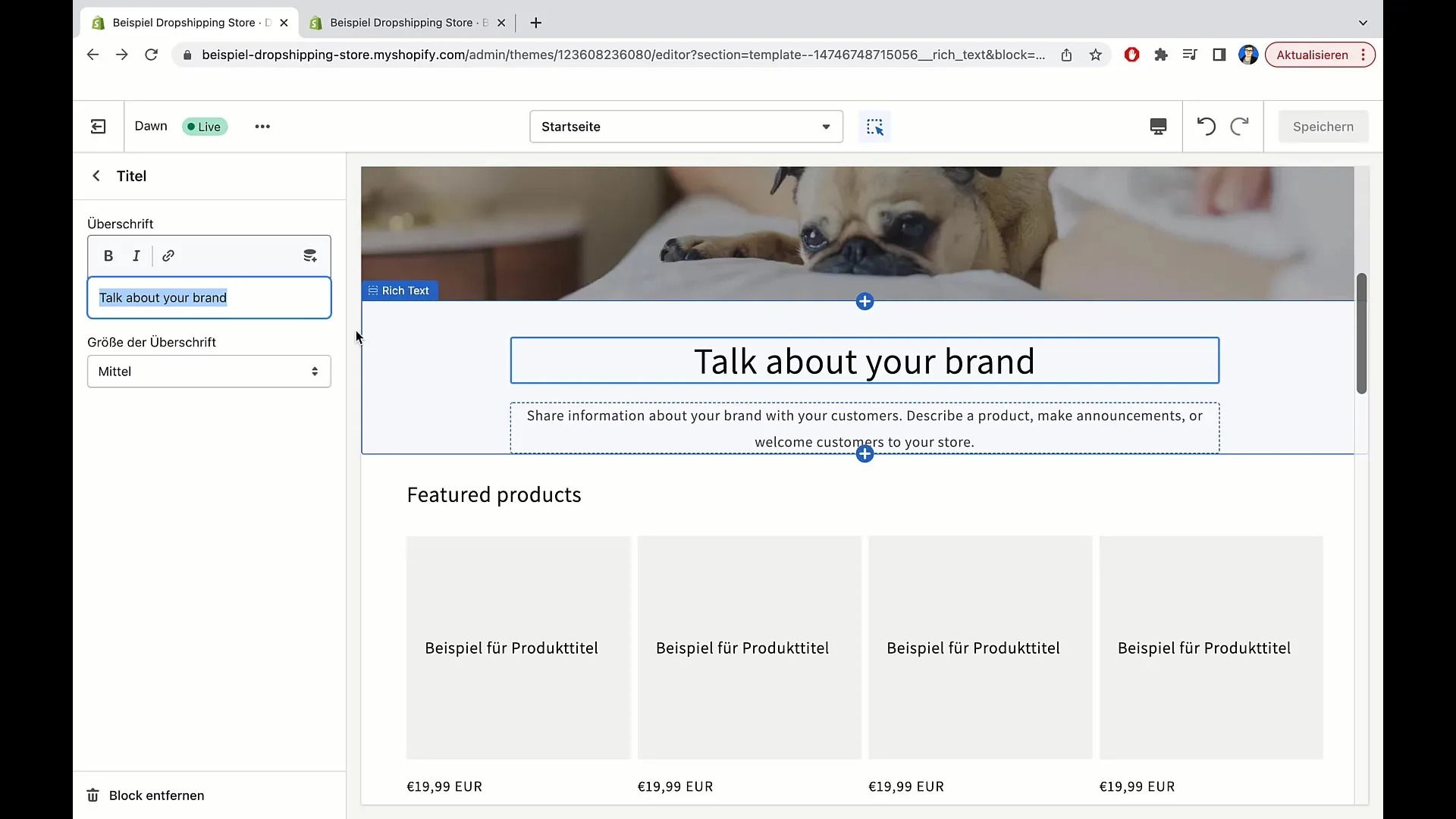 Produkte auf der Hauptseite von Shopify automatisiert einfügen