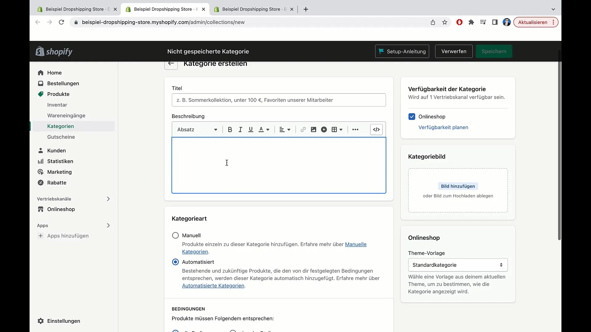 Produkte auf der Hauptseite von Shopify automatisiert einfügen