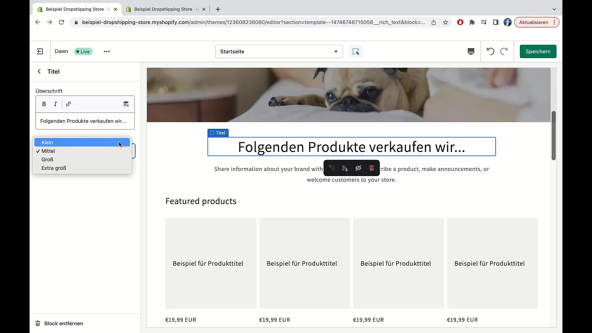 Produkte auf der Hauptseite von Shopify automatisiert einfügen