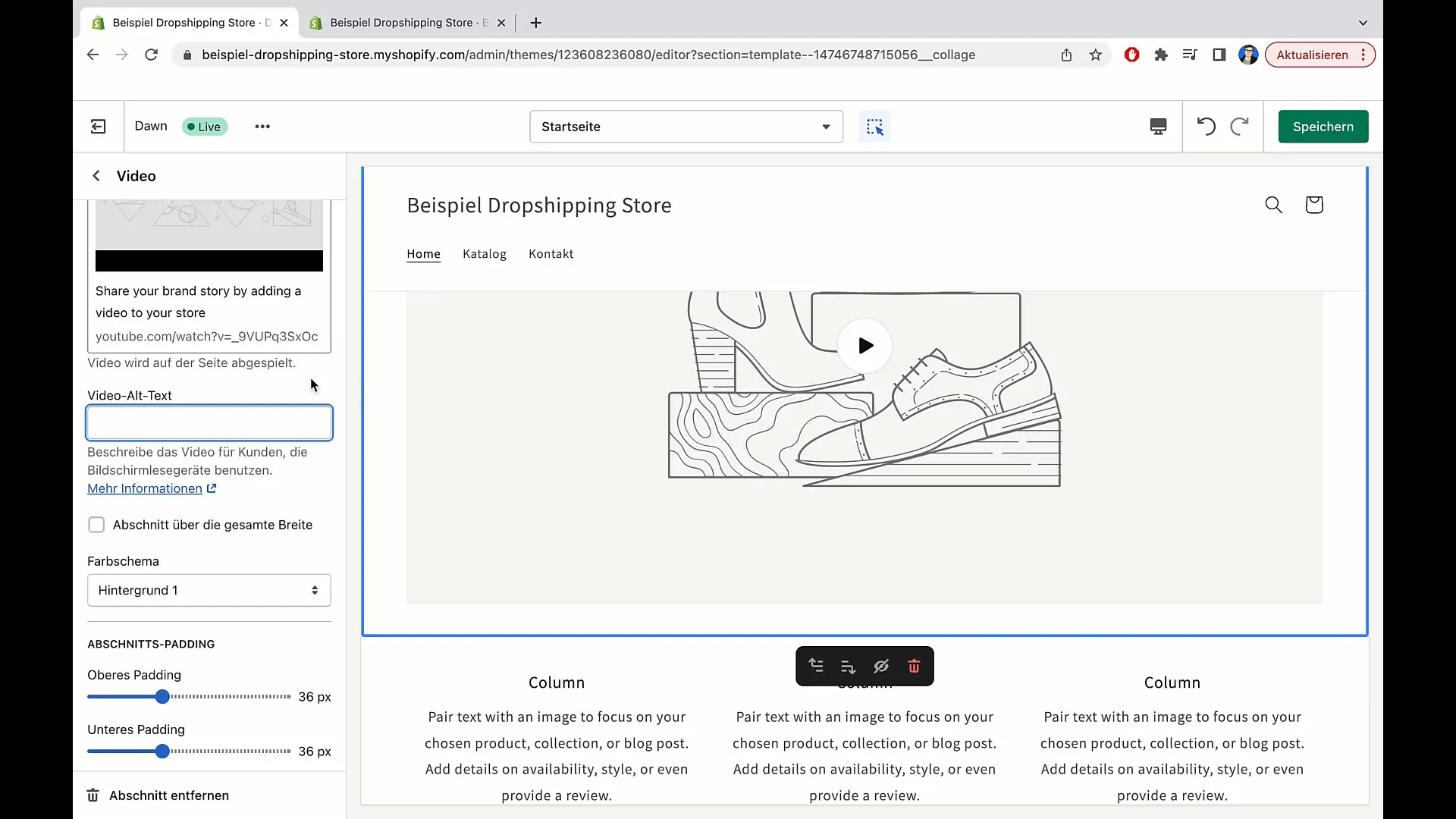 Så lägger du till texter och videor i Shopify
