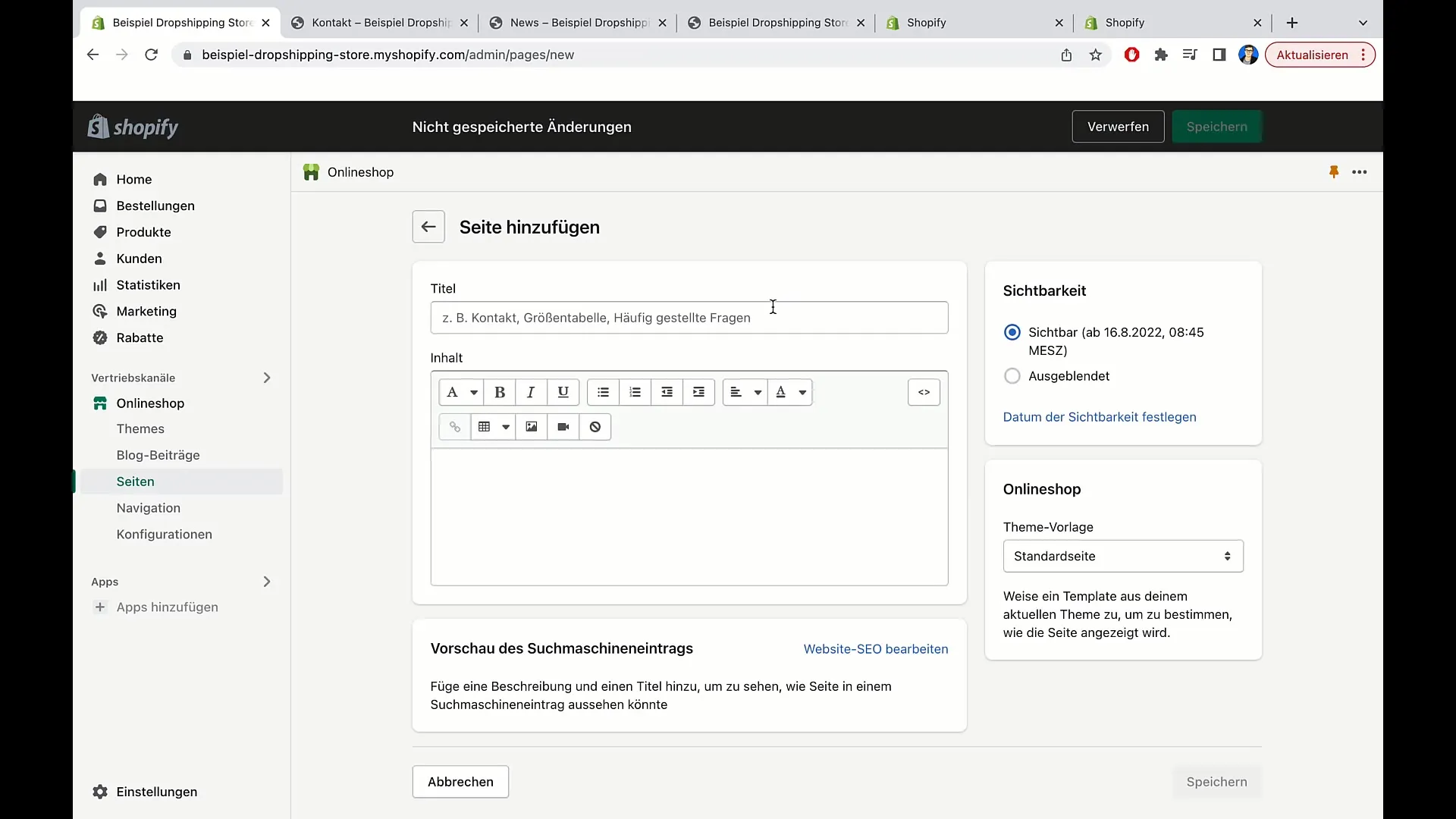 Membuat halaman Shopify - Panduan untuk E-Commerce