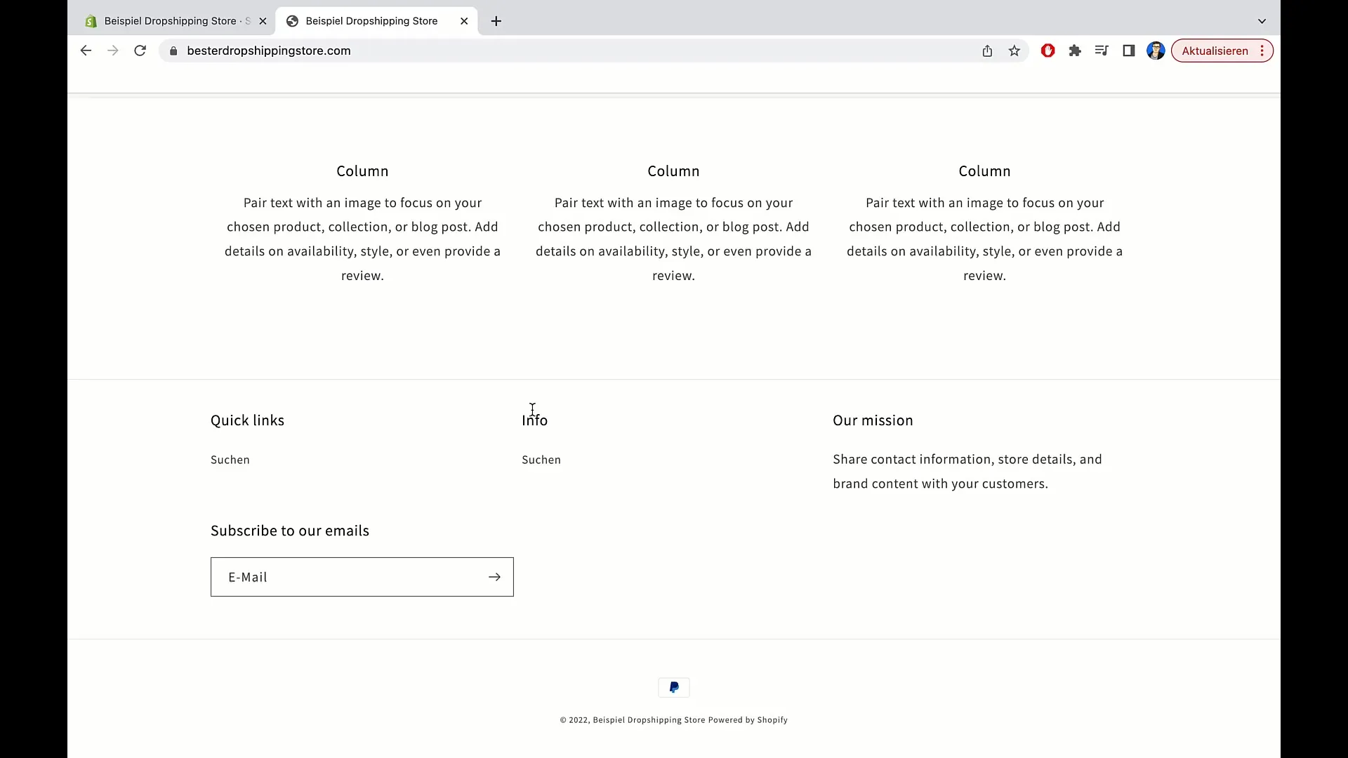 E-handelskurs: Lägg till Impressum, AGB och dataskyddsförklaring i Shopify
