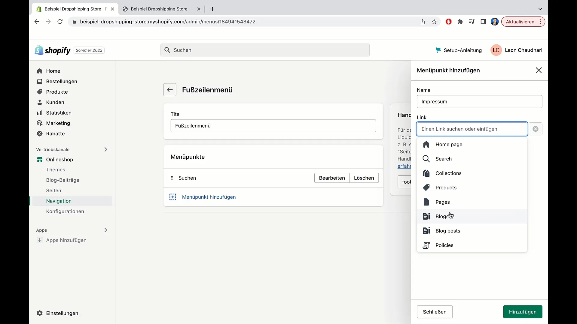 E-handelskurs: Lägg till Impressum, AGB och integritetspolicy i Shopify