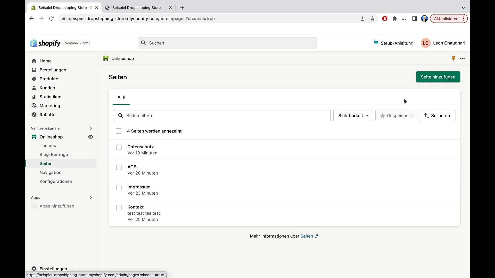 Instruktioner för att anpassa huvudmenyn i Shopify