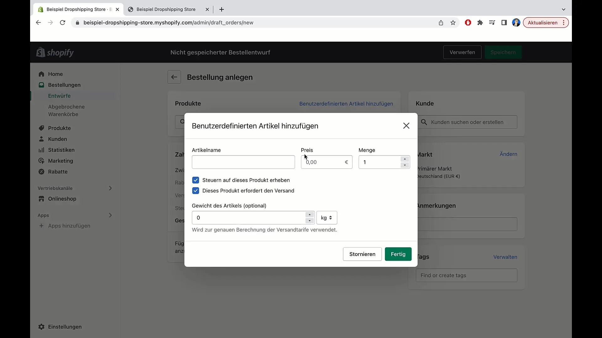 Instruktioner: Så skapar du beställningar i Shopify