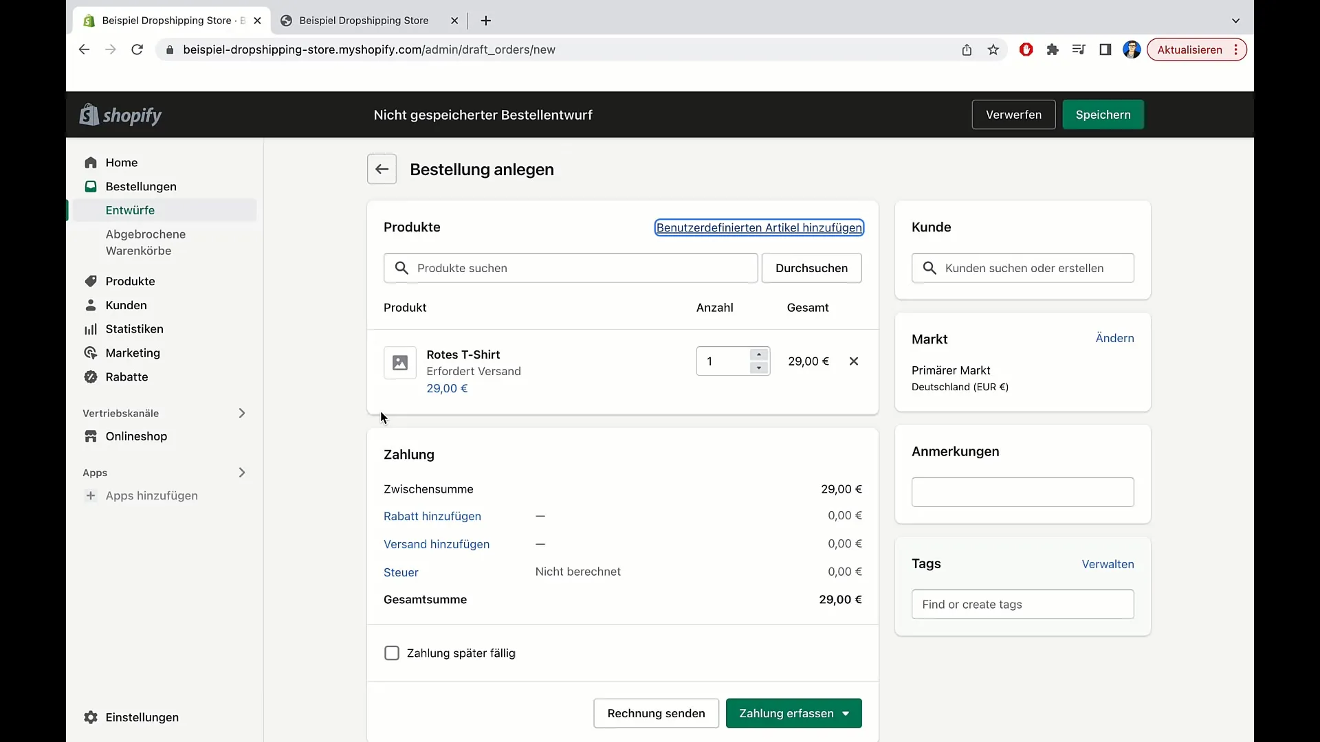 Instruktion: Så skapar du beställningar i Shopify