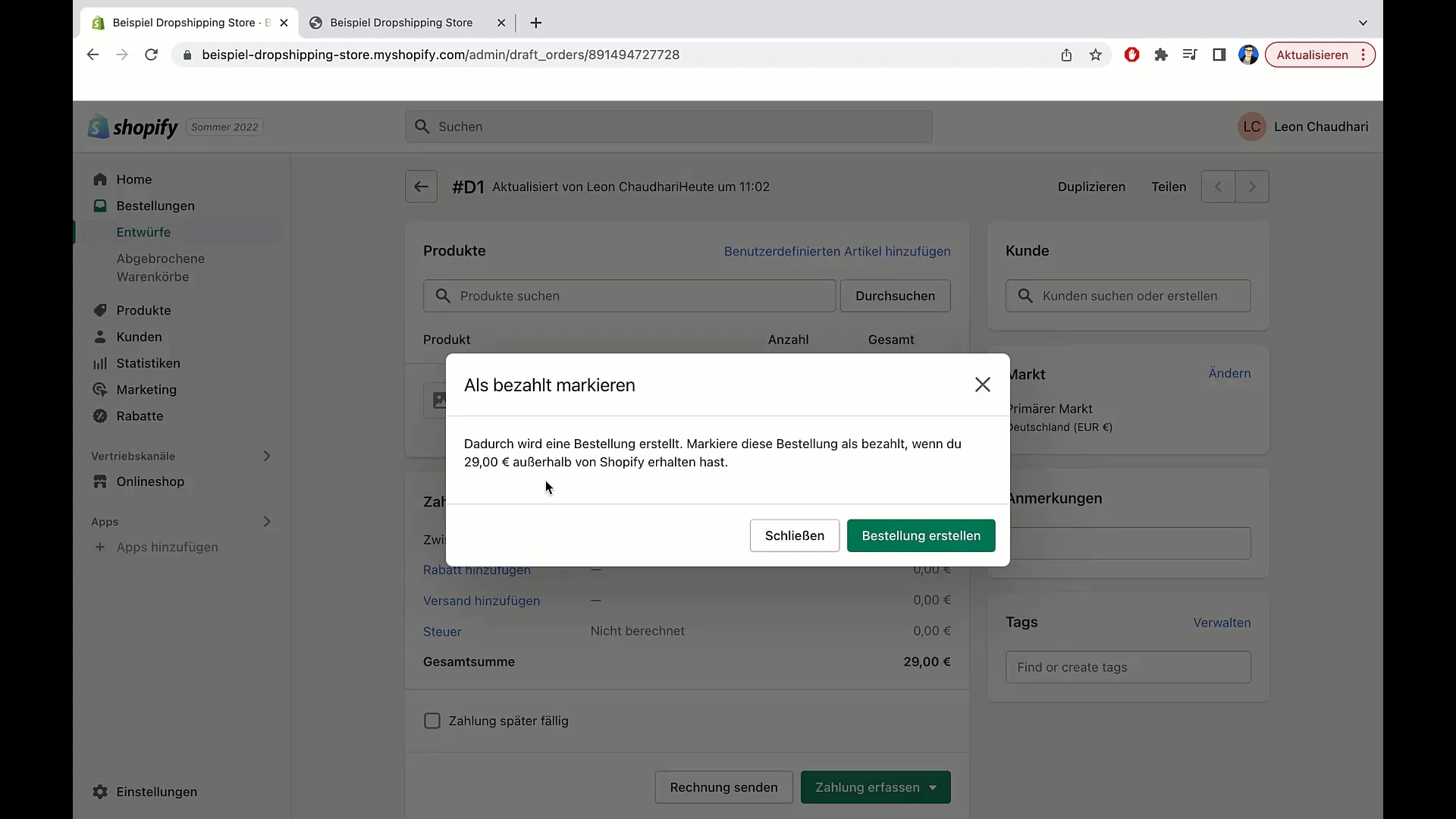 Instruktioner: Så här skapar du beställningar i Shopify