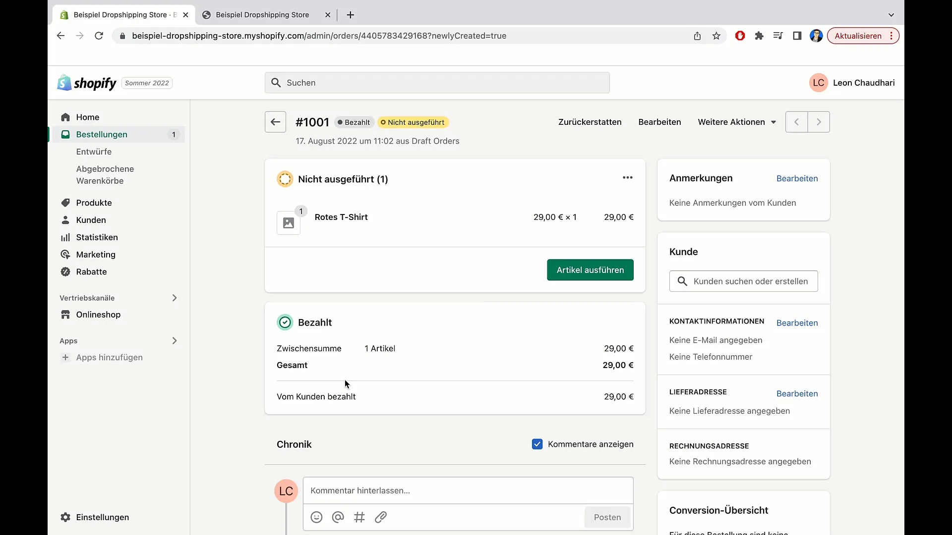 Instruktion: Så här skapar du beställningar i Shopify