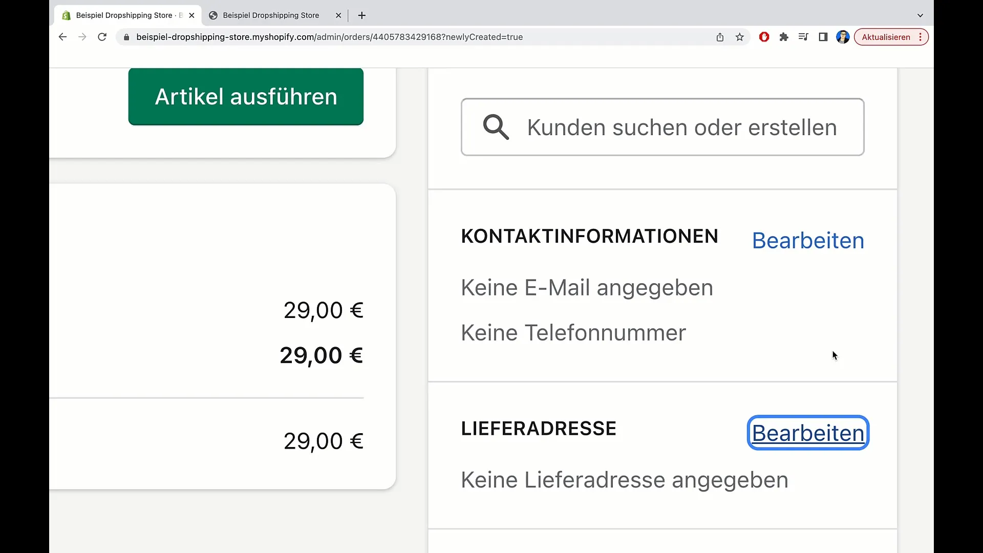 Instruktion: Så skapar du beställningar i Shopify