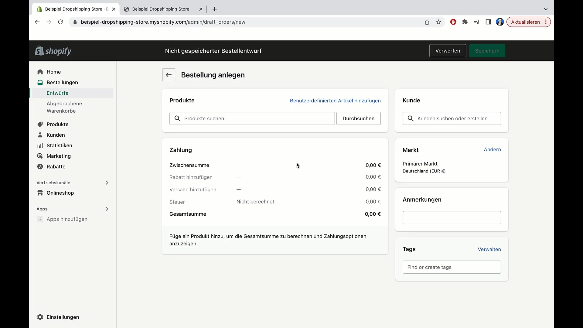Instruktion: Så lägger du beställningar i Shopify