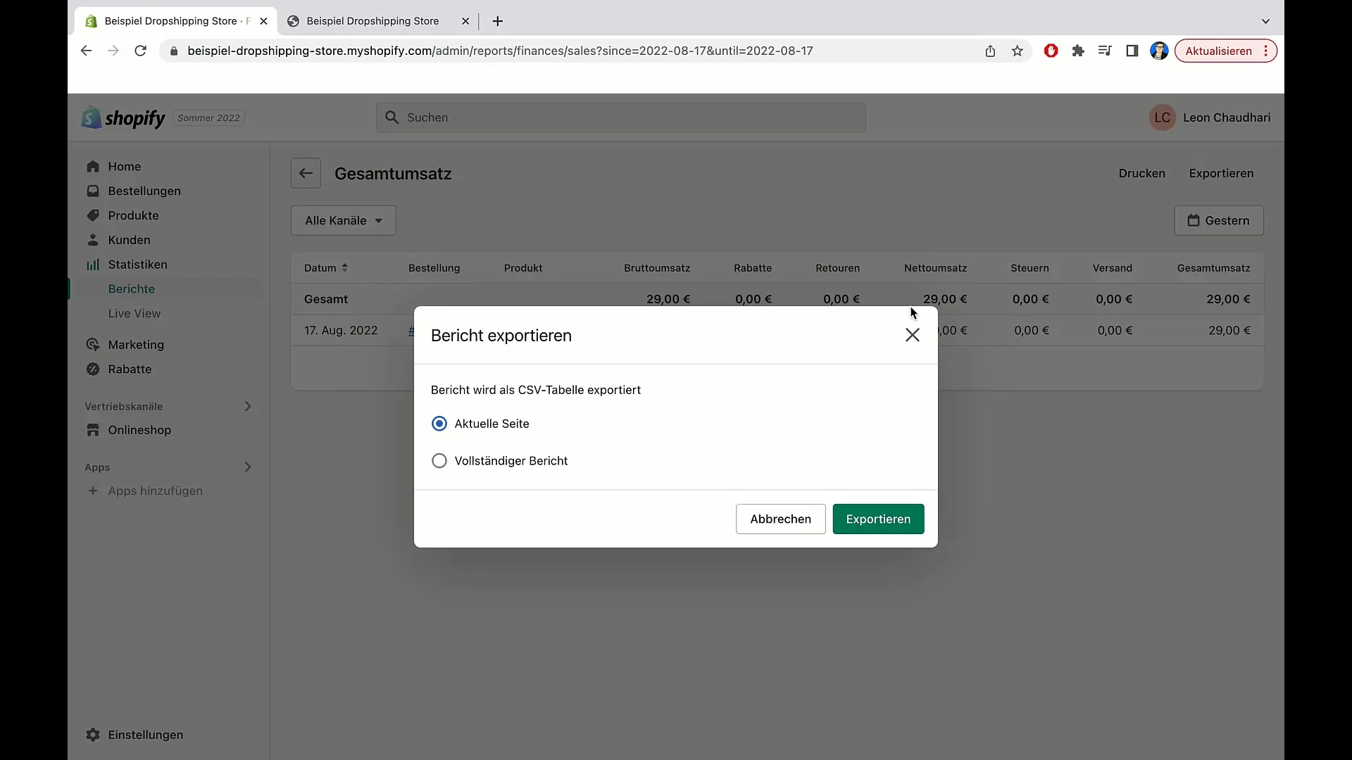Använda försäljningsrapport i Shopify effektivt