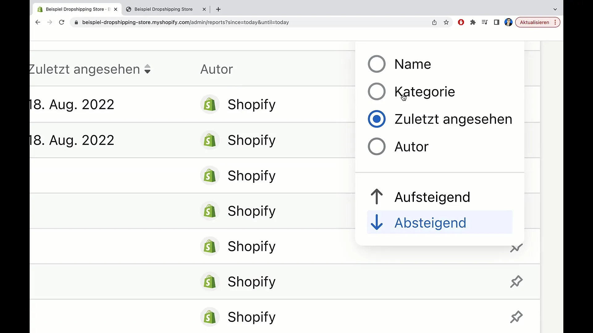 Använda omsättningsvisningen i Shopify effektivt