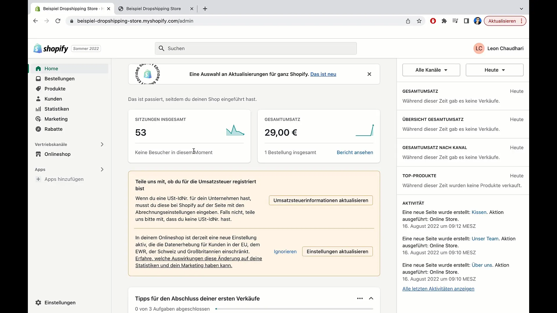 Använda omsättningsvisningen effektivt i Shopify